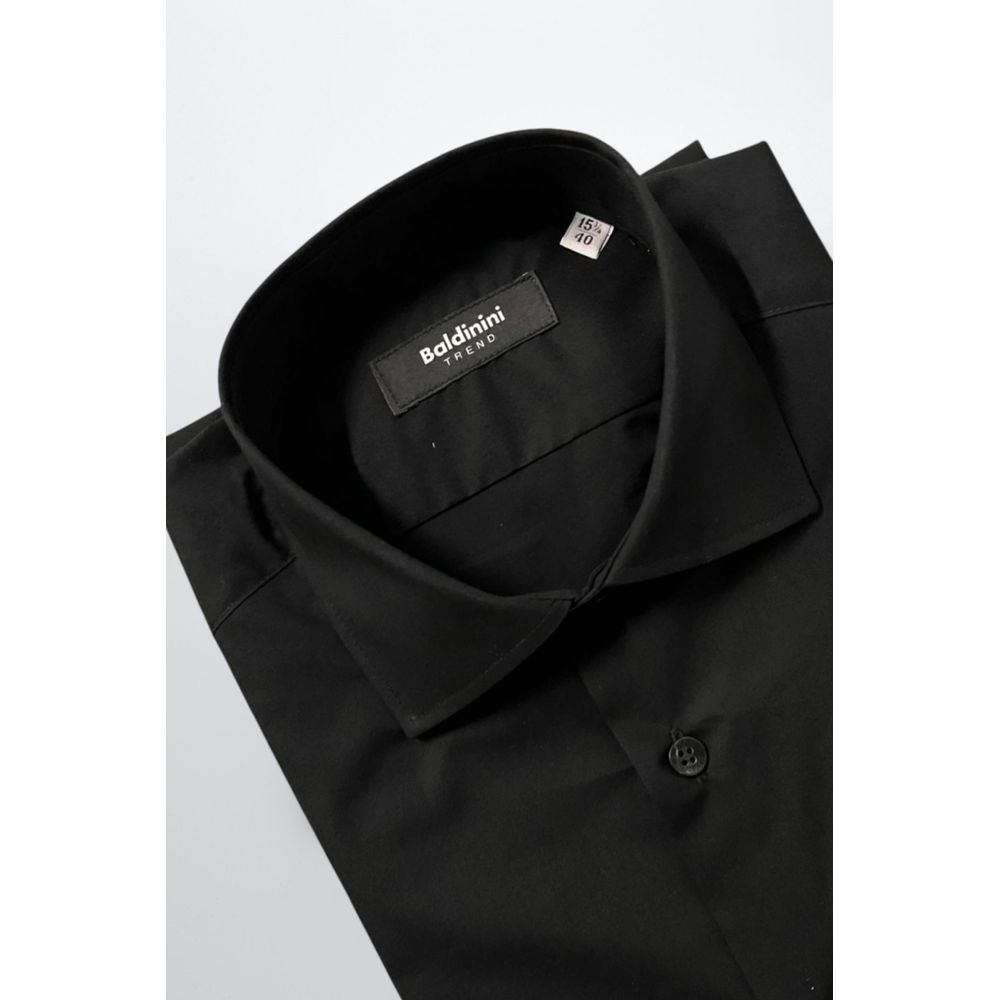 Baldinini Trend Black Cotton Men's Shirt | Regal Royce