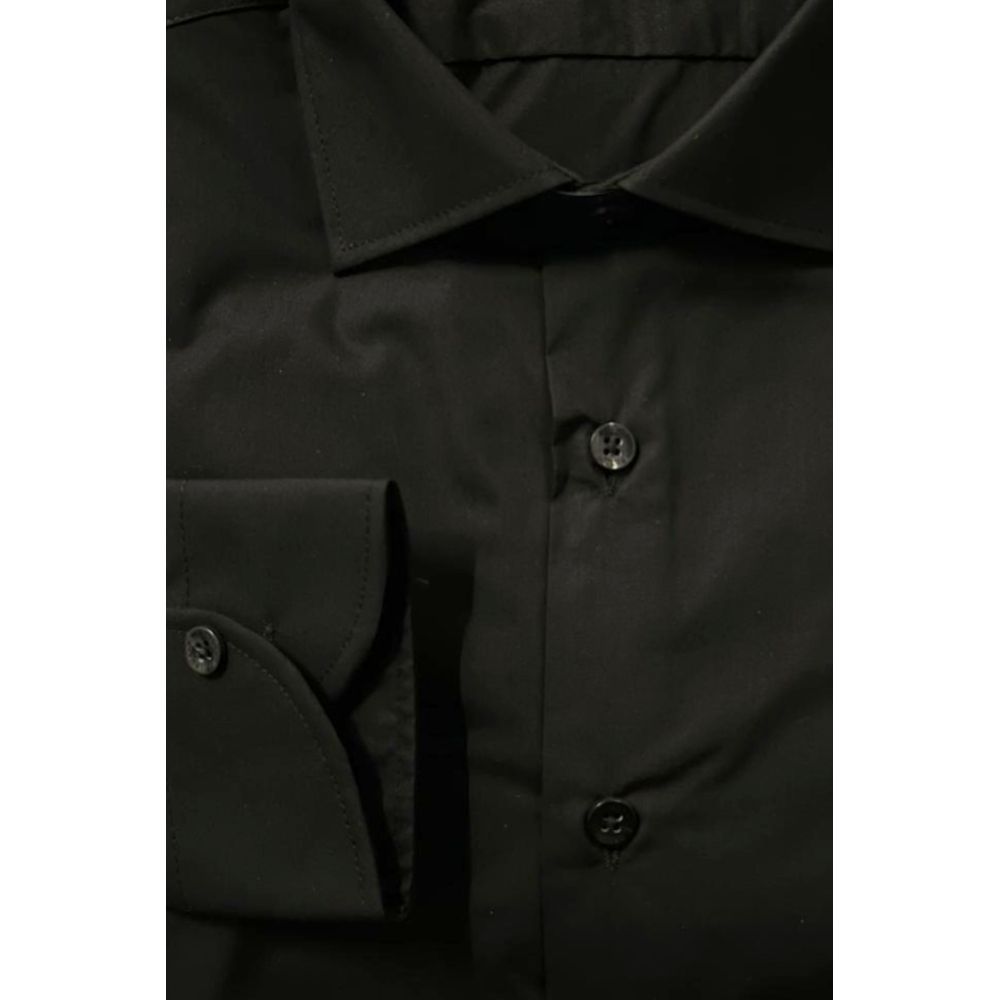 Baldinini Trend Black Cotton Men's Shirt | Regal Royce