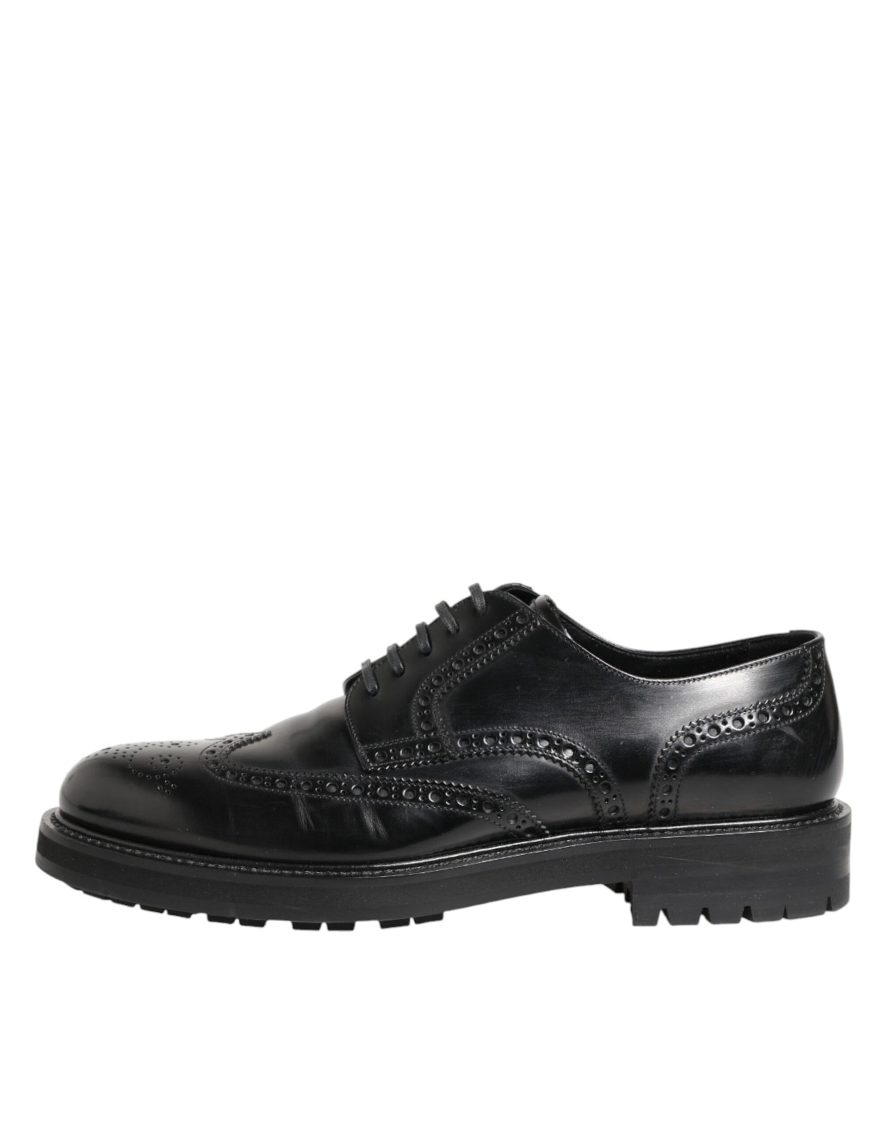 Dolce & Gabbana Black Calfskin Leather Derby Men Dress Shoes | Regal Royce