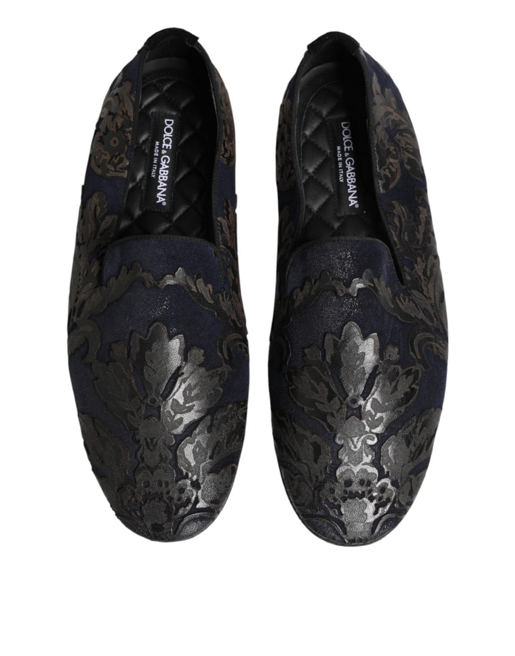 Dolce & Gabbana Black Jacquard Leather Slip On Loafers Shoes