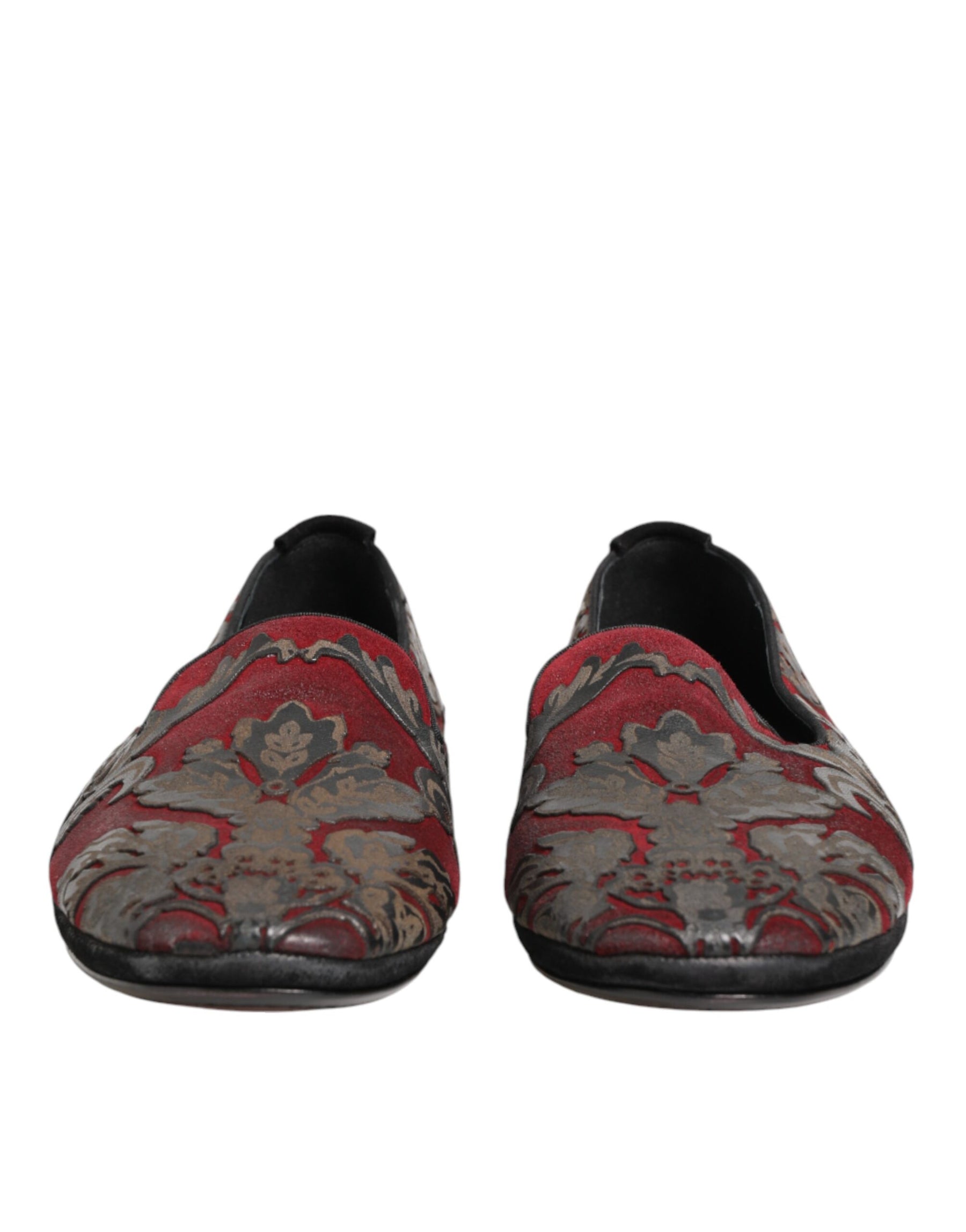 Dolce & Gabbana Bordeaux Jacquard Leather Slip On Loafer Shoes | Regal Royce