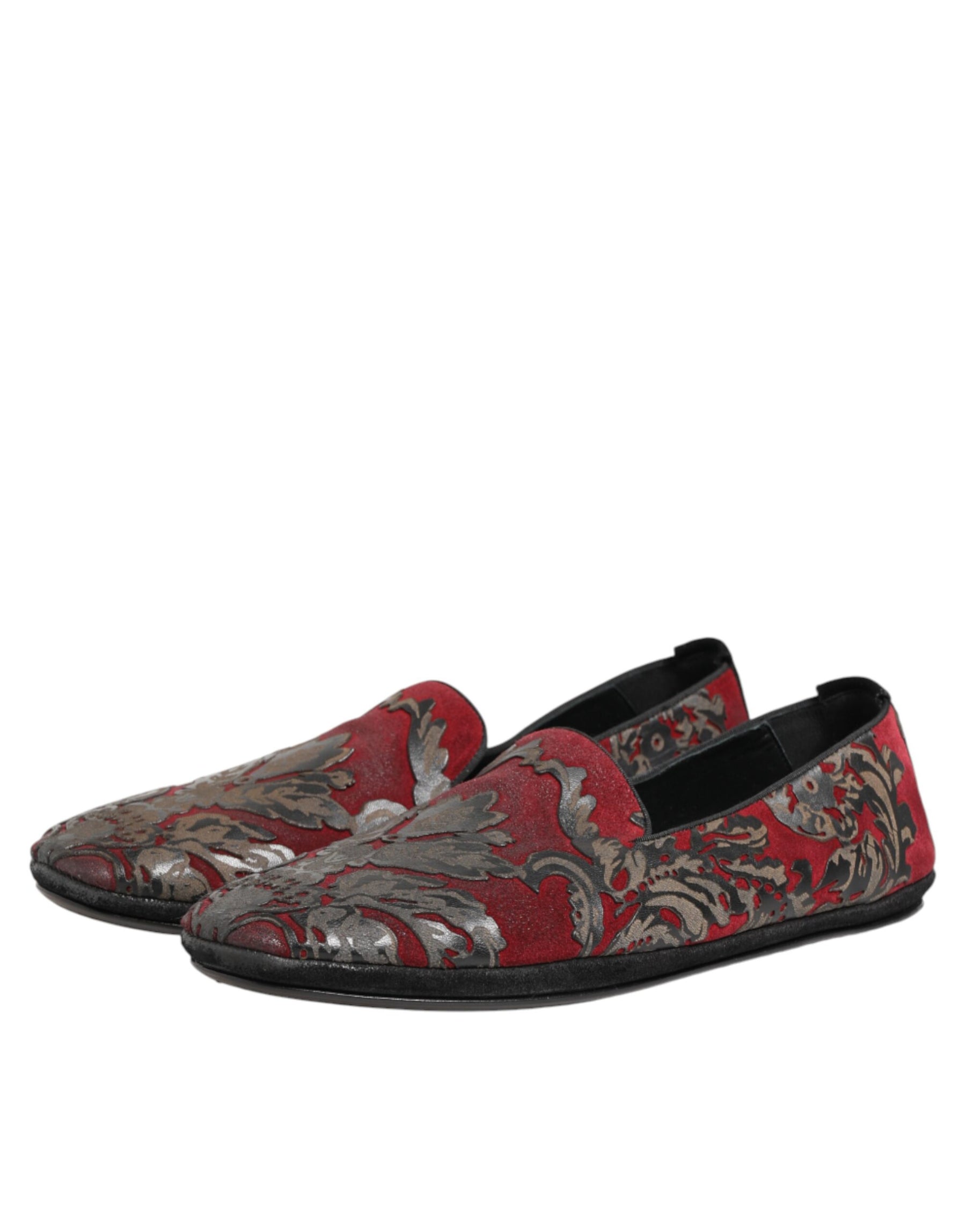 Dolce & Gabbana Bordeaux Jacquard Leather Slip On Loafer Shoes | Regal Royce