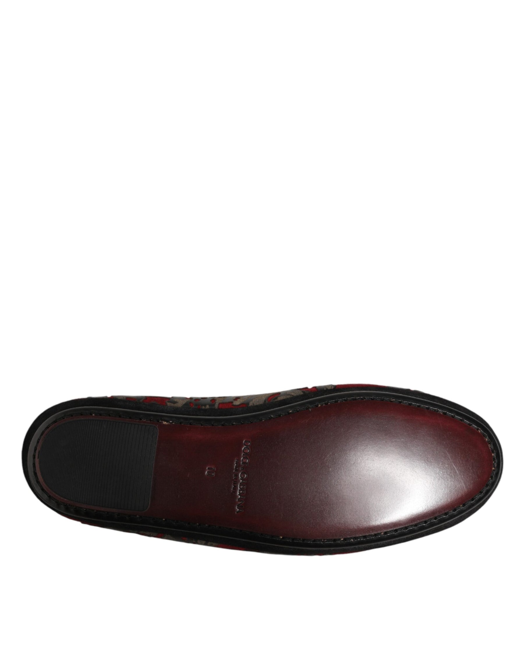Dolce & Gabbana Bordeaux Jacquard Leather Slip On Loafer Shoes | Regal Royce