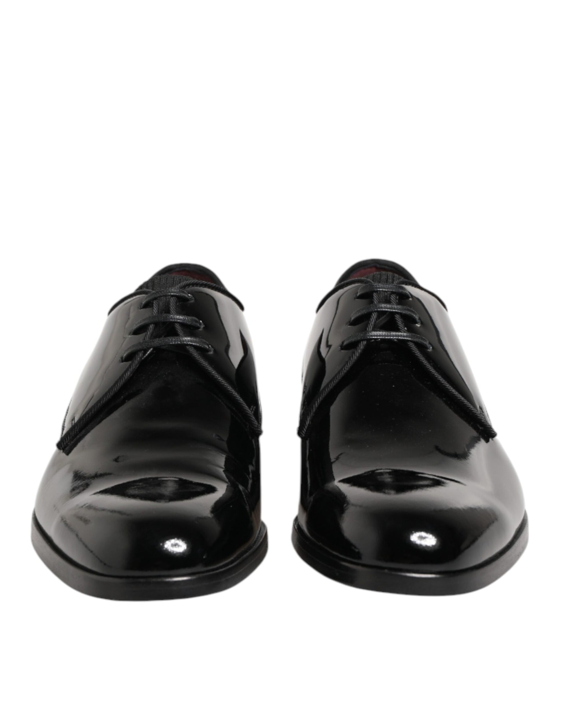 Dolce & Gabbana Black Calfskin Leather Derby Dress Shoes