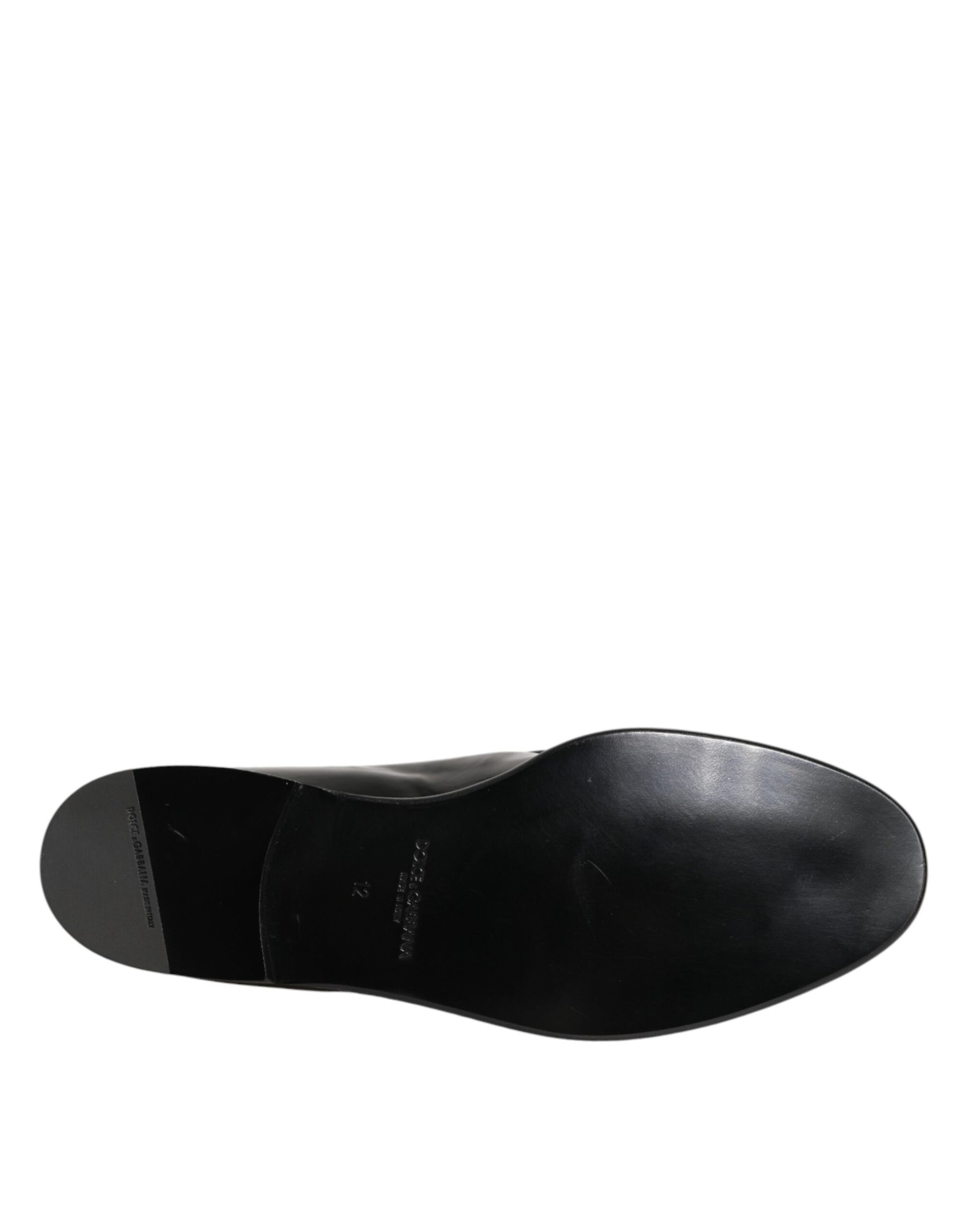 Dolce & Gabbana Black Leather Slip On Dress Men Loafers Shoes | Regal Royce