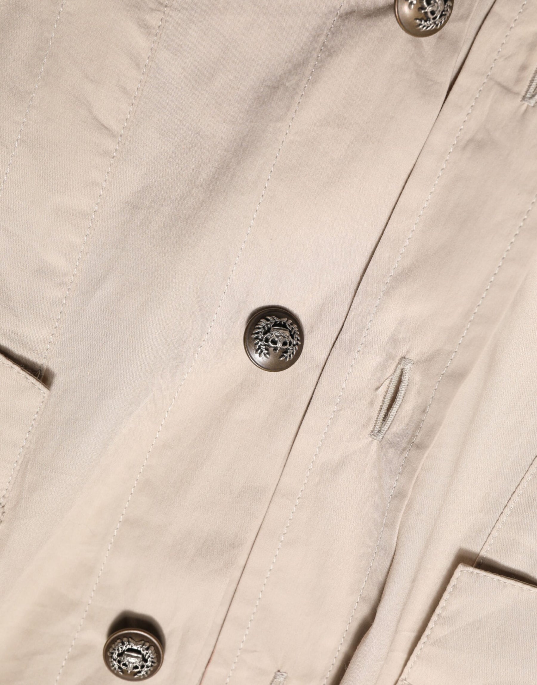 Dolce & Gabbana Beige Collared Long Sleeve Cotton Shirt Top | Regal Royce