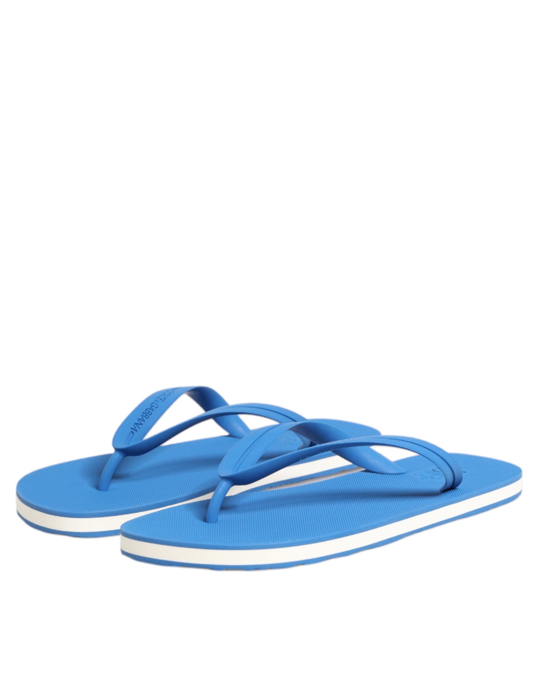 Dolce & Gabbana Blue White Logo Beachwear Flats Slipper Shoes | Regal Royce