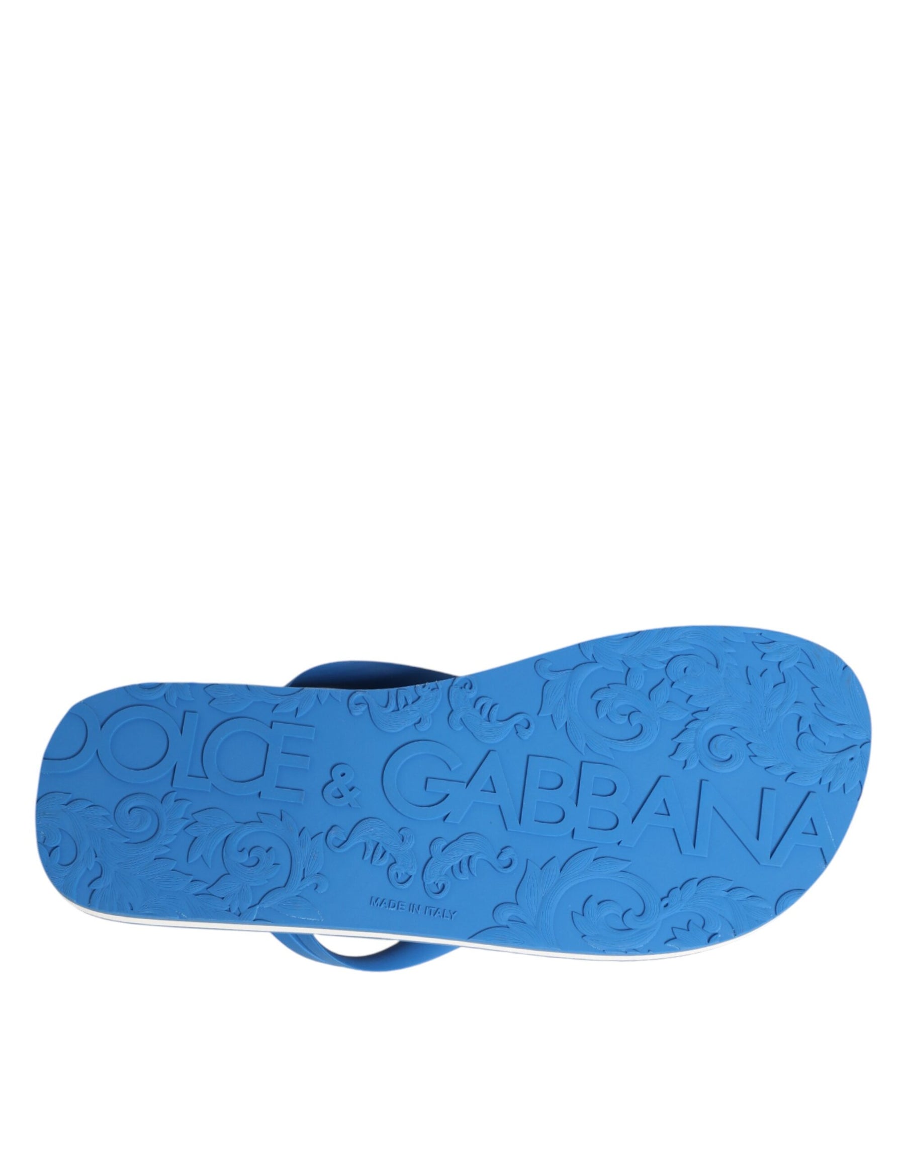 Dolce & Gabbana Blue White Logo Beachwear Flats Slipper Shoes | Regal Royce