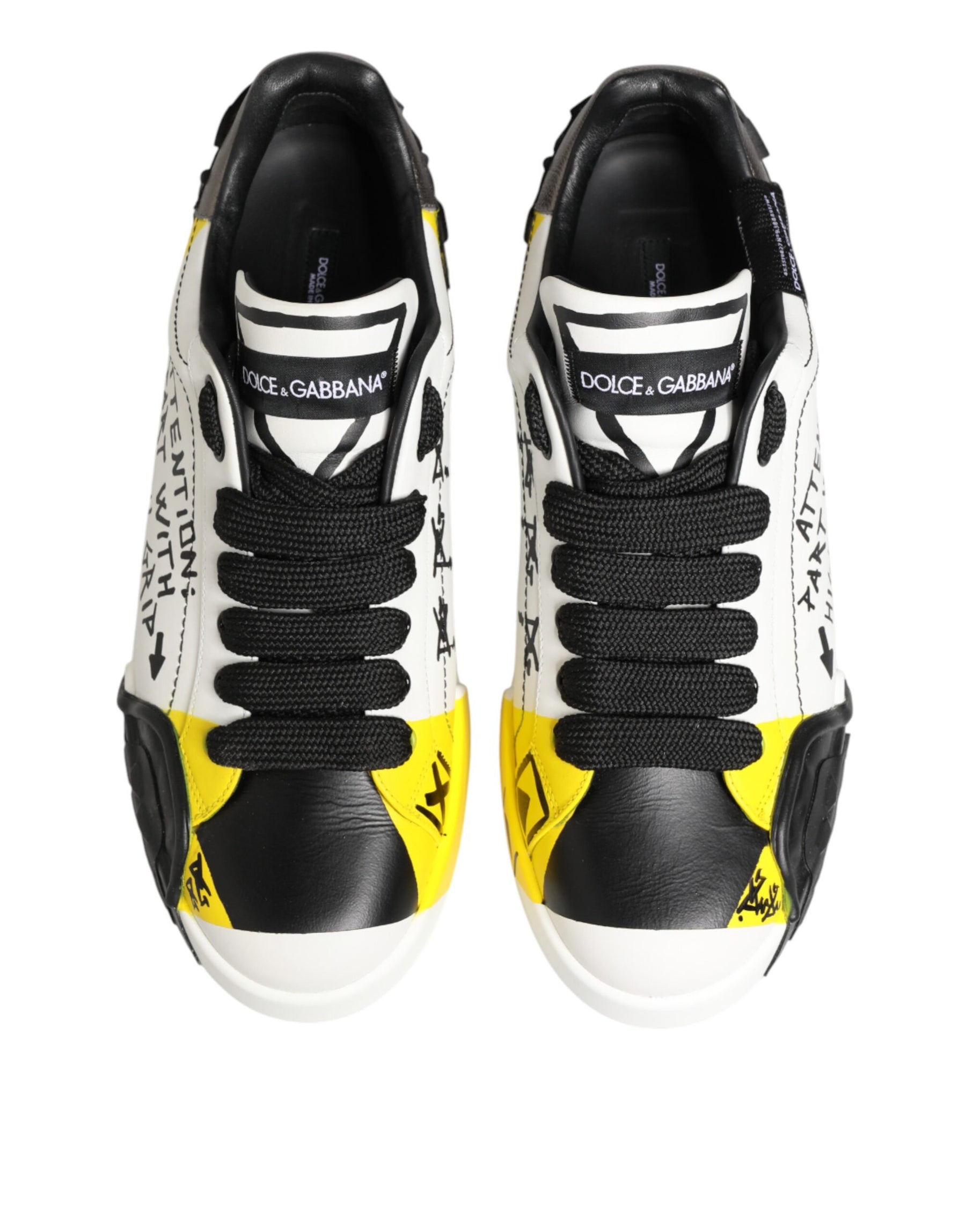 Dolce & Gabbana Multicolor Leather Graffiti Low Top Sneakers Shoes | Regal Royce