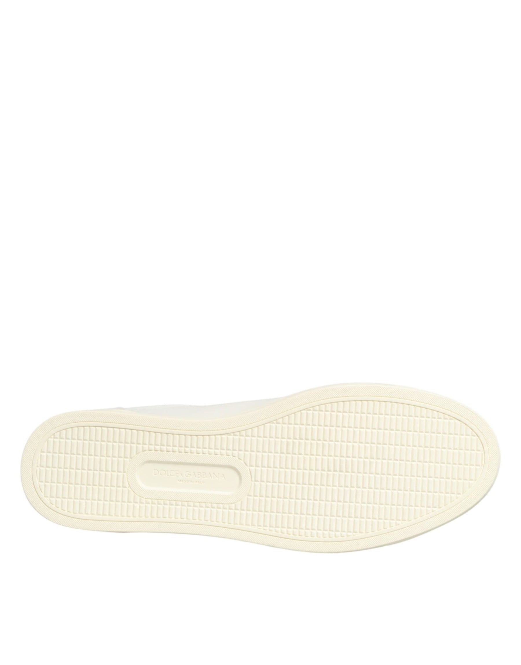 Dolce & Gabbana White Leather Heart Embellished Sneakers Shoes | Regal Royce