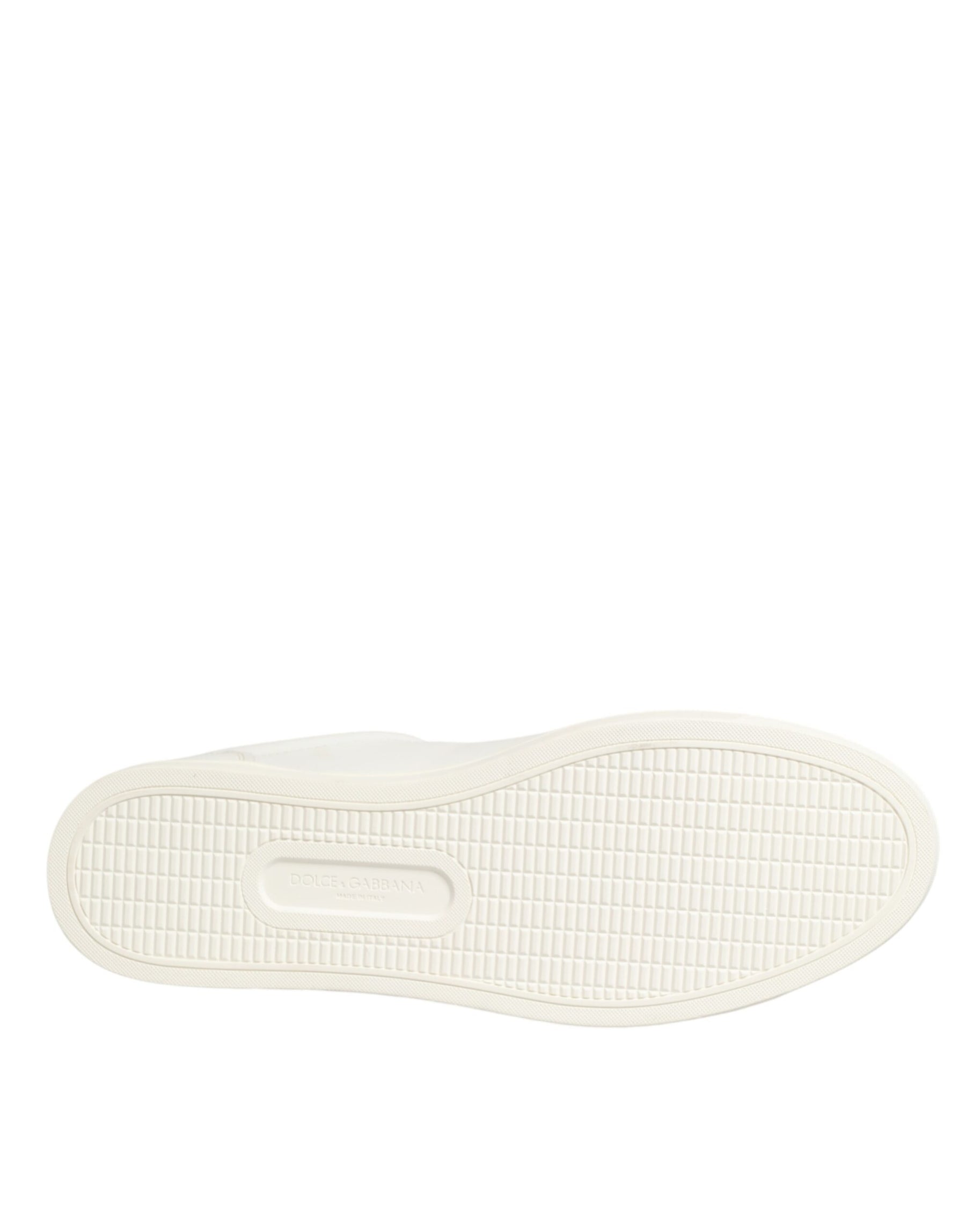 Dolce & Gabbana White Leather Heart Embellished Sneakers Shoes | Regal Royce