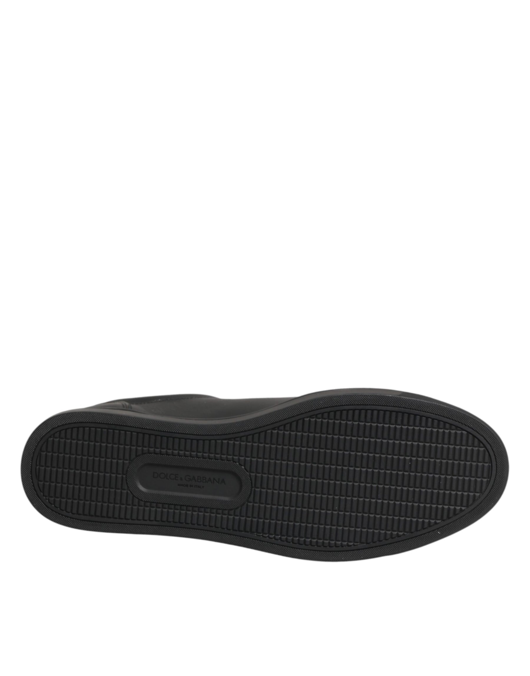 Dolce & Gabbana Black Leather Heart Embellished Sneakers Shoes | Regal Royce