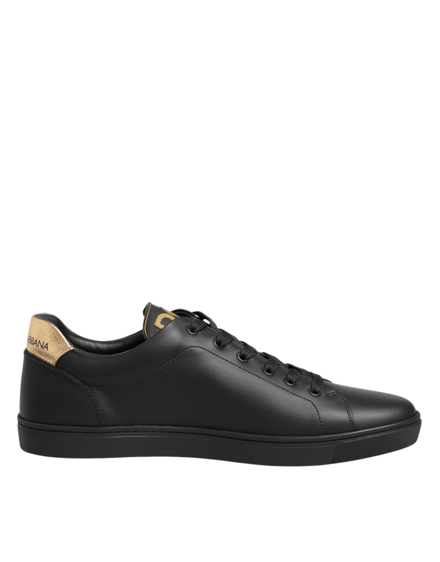 Dolce & Gabbana Black Leather Heart Embellished Sneakers Shoes | Regal Royce