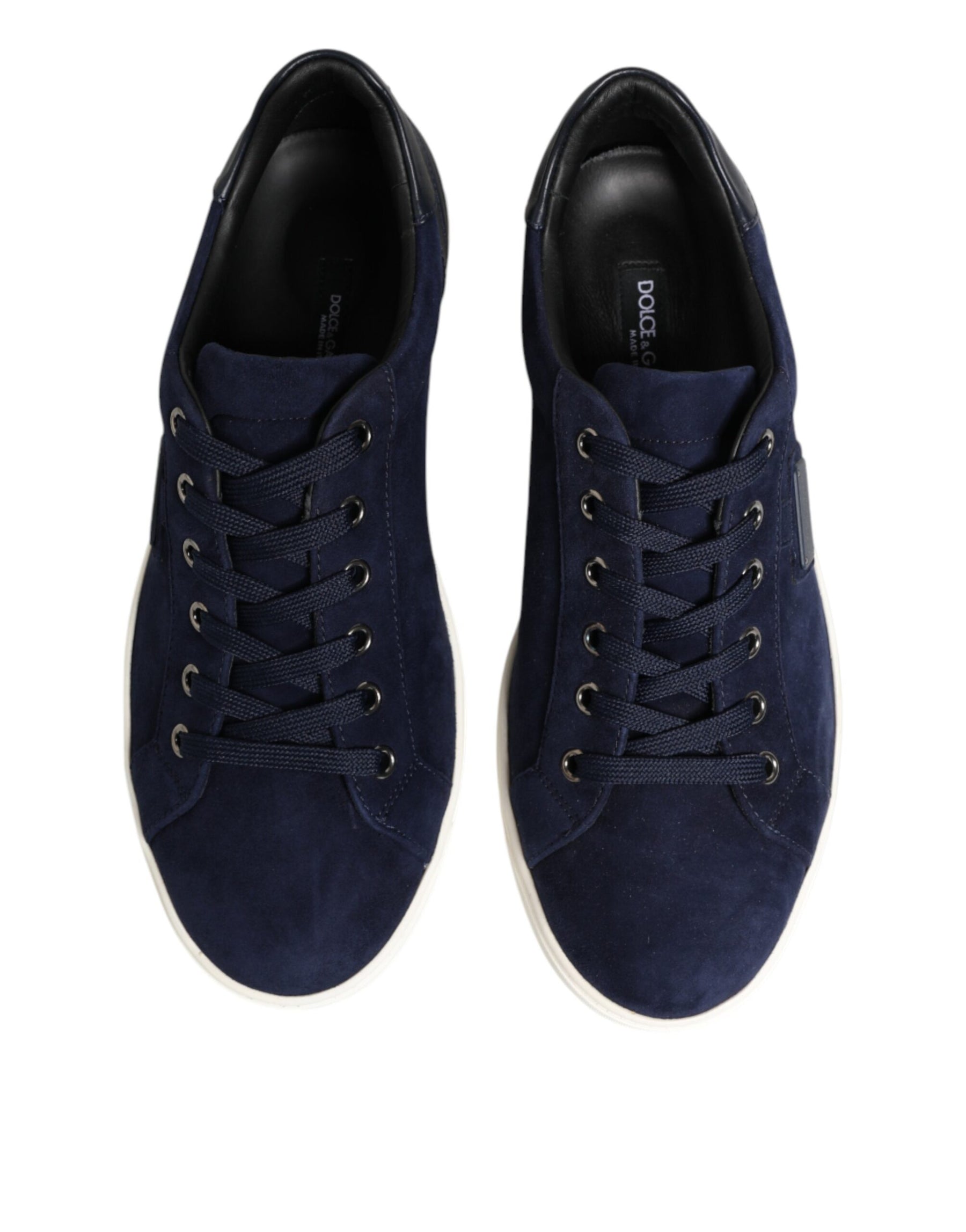 Dolce & Gabbana Blue Leather Suede Low Top Sneakers Shoes | Regal Royce