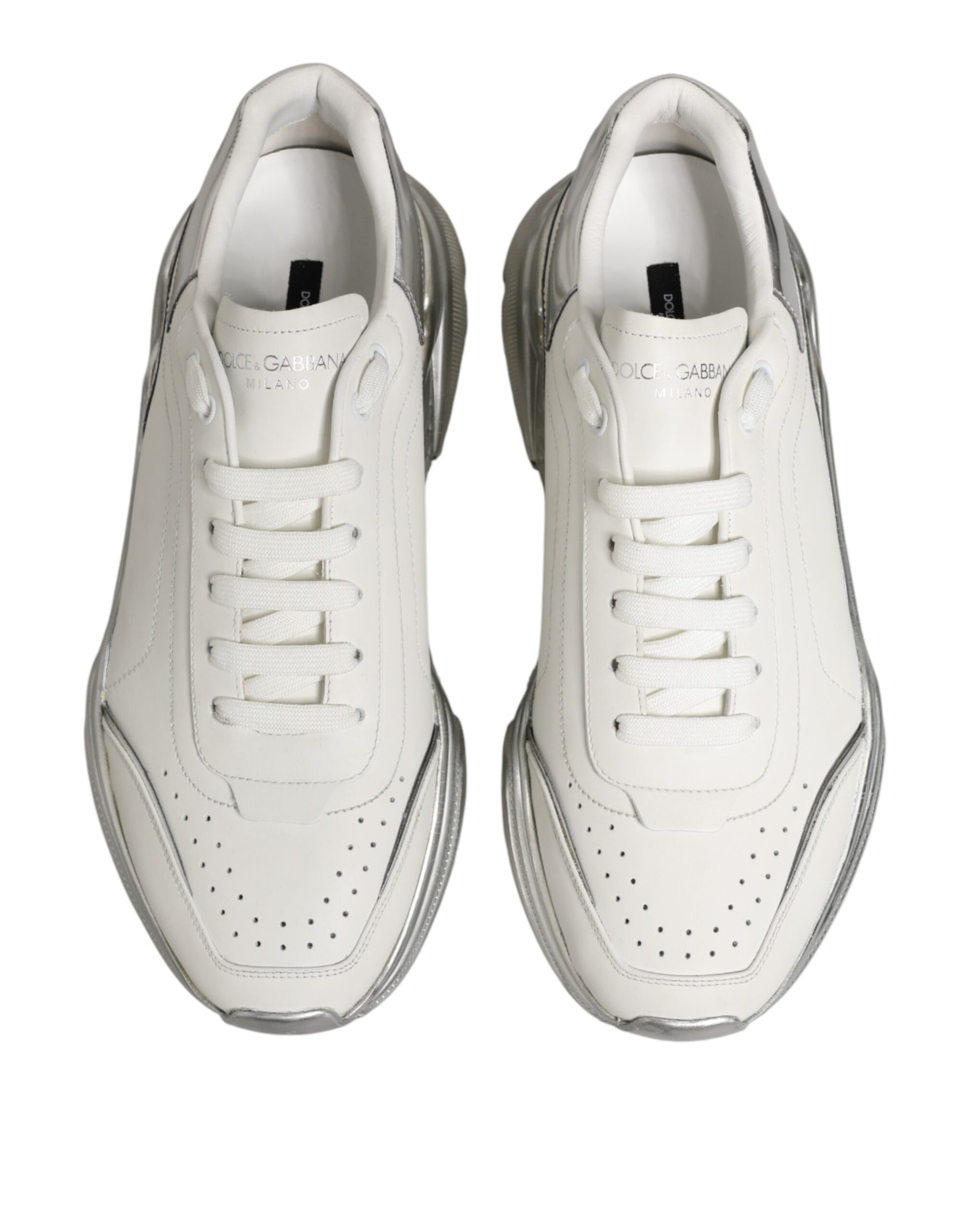Dolce & Gabbana White Silver Daymaster Low Top Sneakers Shoes | Regal Royce