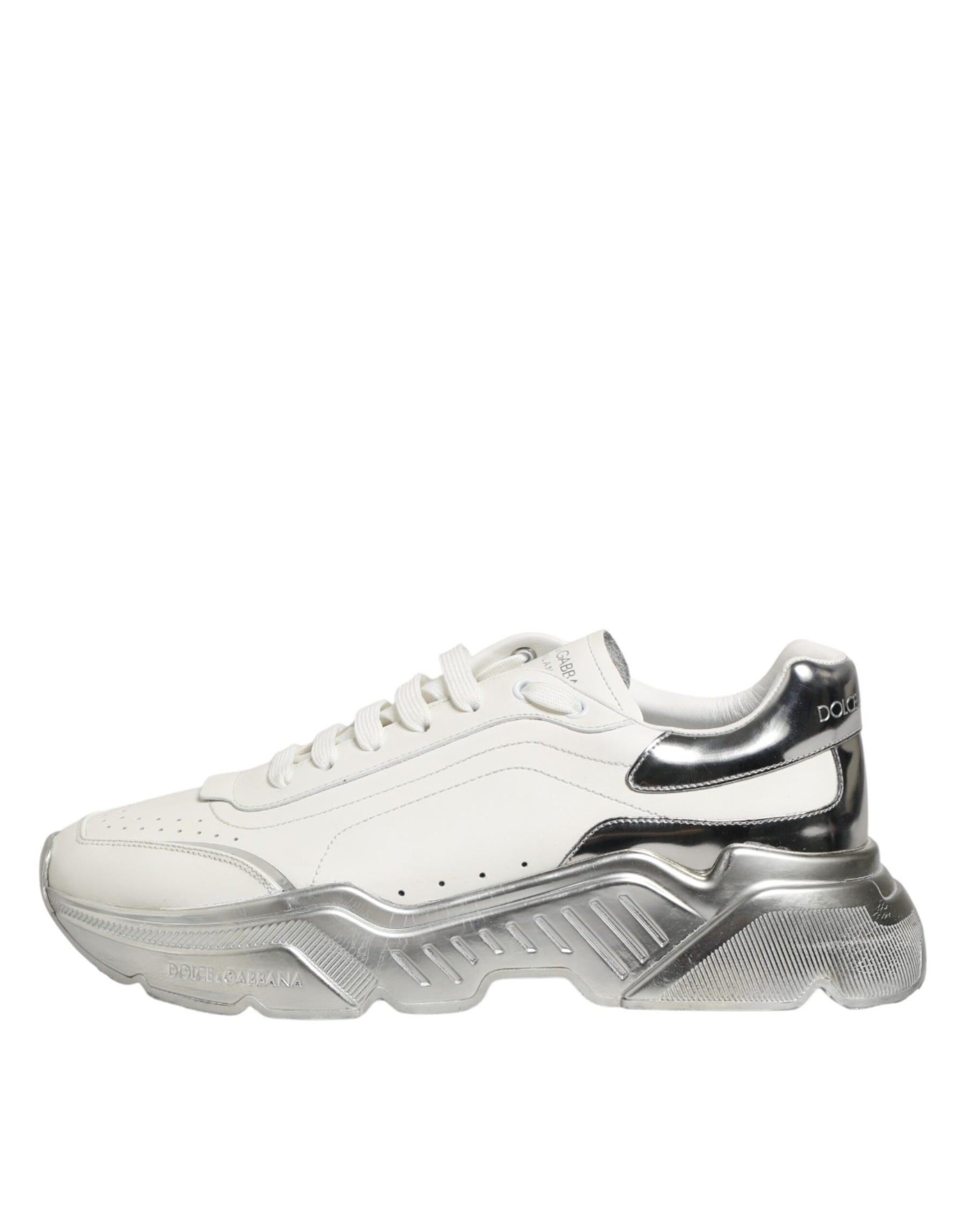 Dolce & Gabbana White Silver Daymaster Low Top Sneakers Shoes | Regal Royce