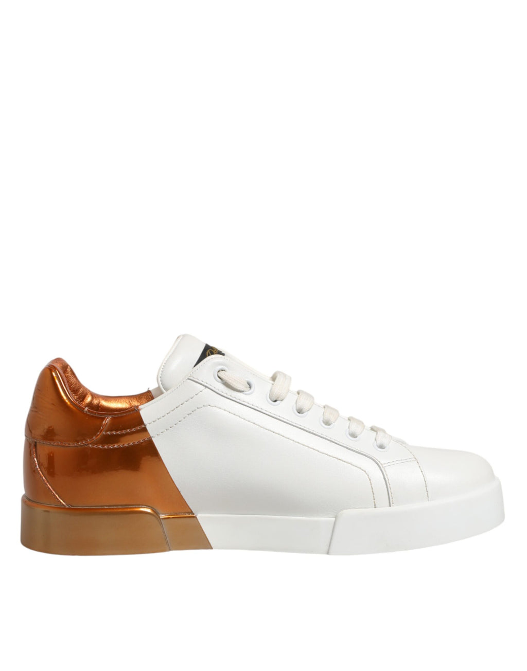 Dolce & Gabbana White Brown Leather Low Top Sneakers  Shoes