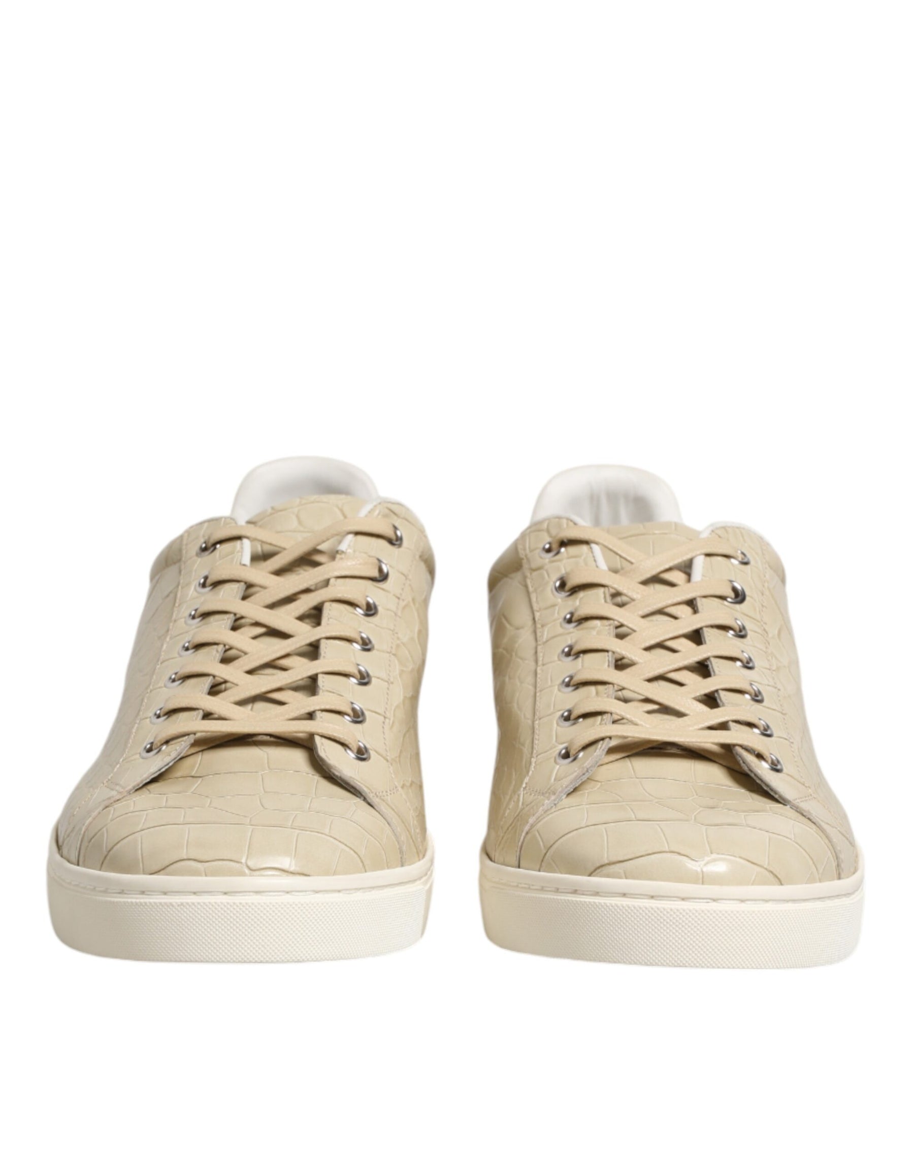 Dolce & Gabbana Beige London Low Top Leather Sneakers Shoes | Regal Royce