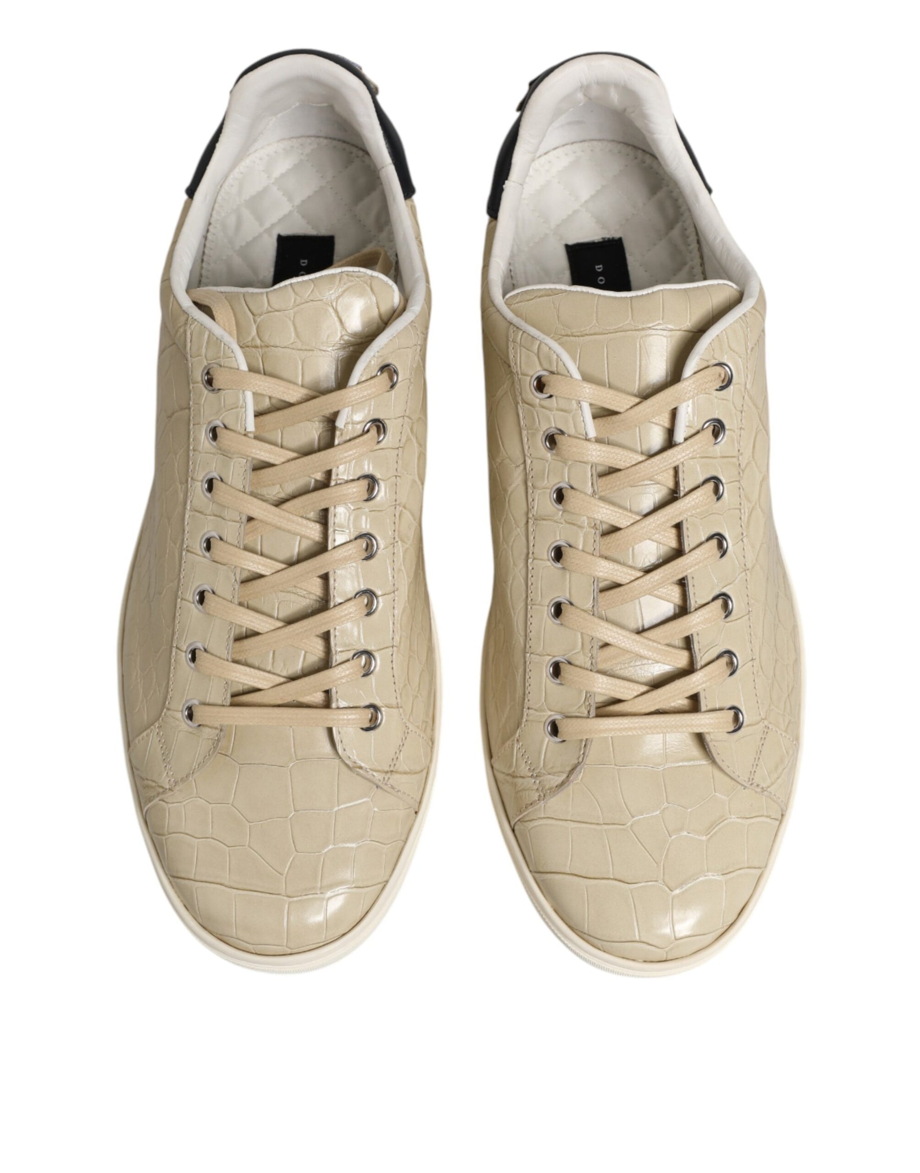 Dolce & Gabbana Beige London Low Top Leather Sneakers Shoes | Regal Royce