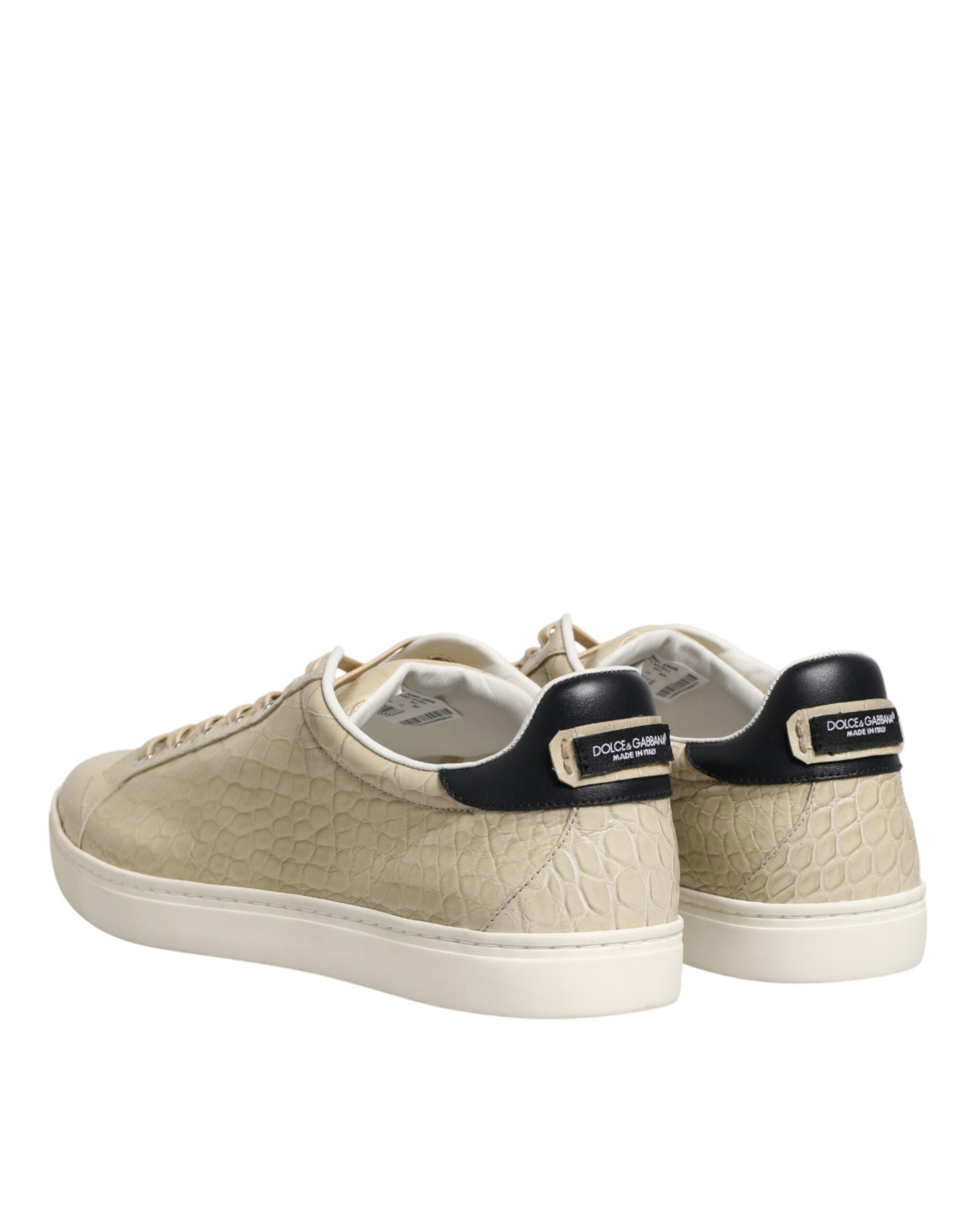 Dolce & Gabbana Beige London Low Top Leather Sneakers Shoes | Regal Royce