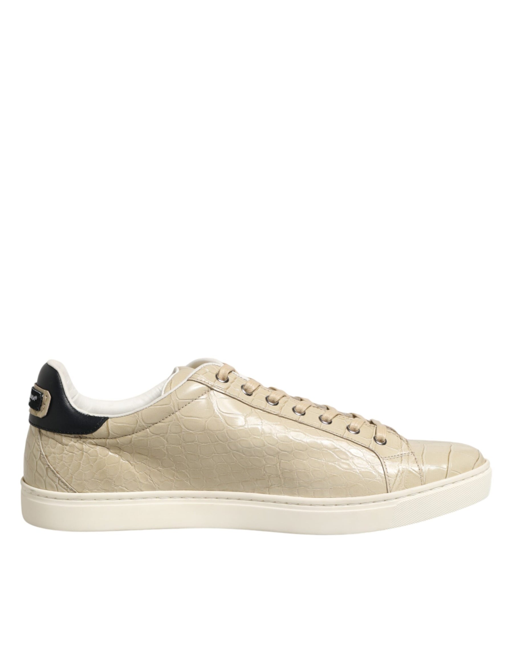 Dolce & Gabbana Beige London Low Top Leather Sneakers Shoes | Regal Royce
