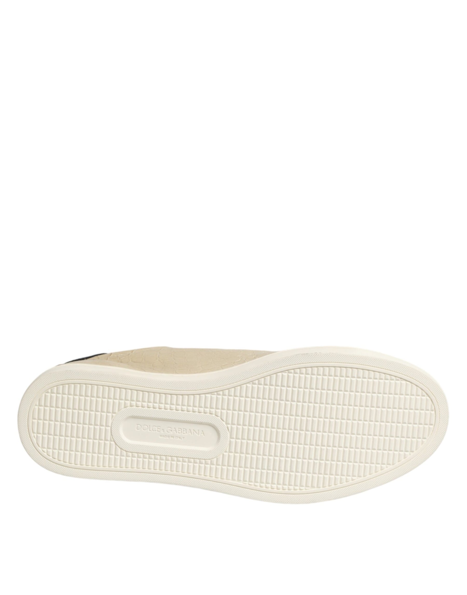 Dolce & Gabbana Beige London Low Top Leather Sneakers Shoes | Regal Royce