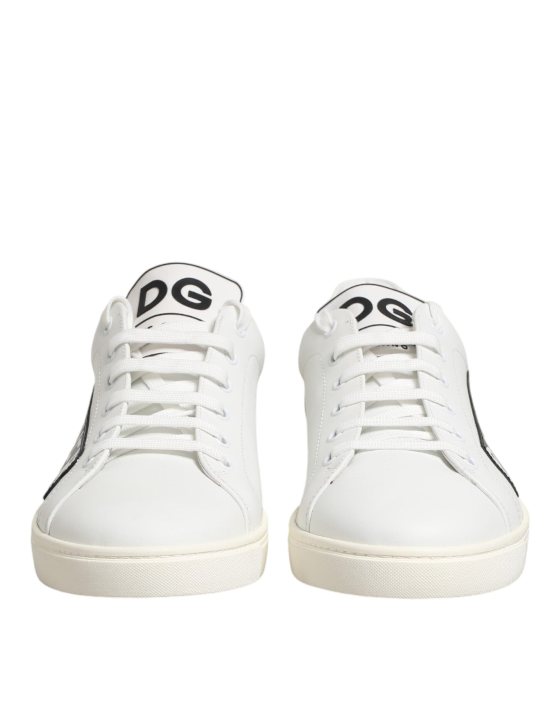 Dolce & Gabbana White Prince Leather Low Top Men Sneakers Shoes | Regal Royce