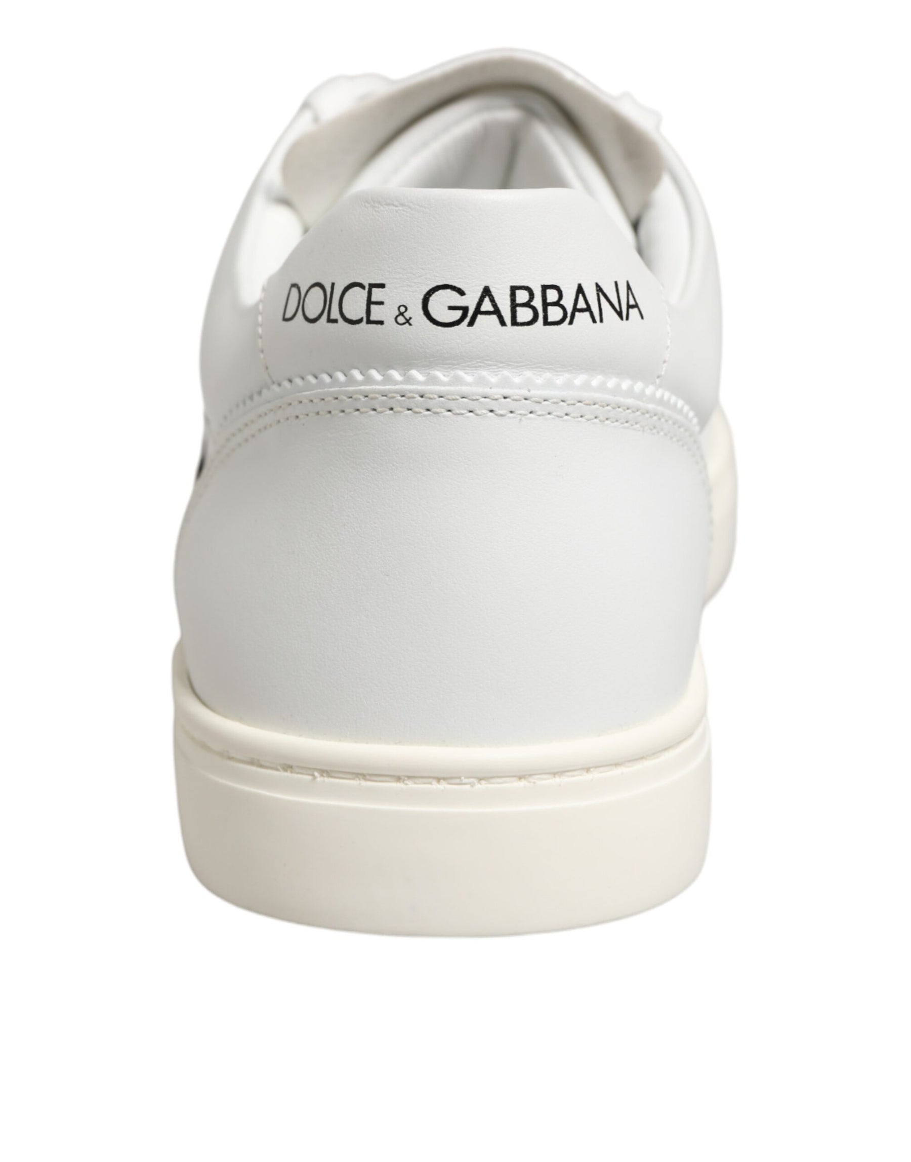 Dolce & Gabbana White Prince Leather Low Top Men Sneakers Shoes | Regal Royce