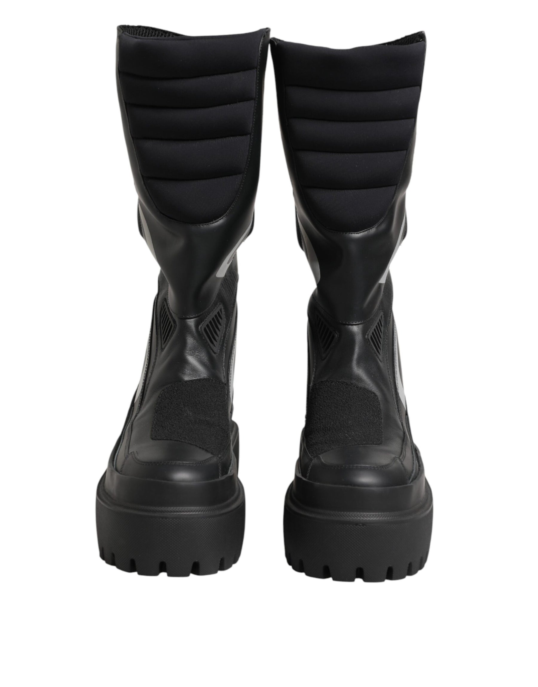 Dolce & Gabbana Black Leather Mid Calf Biker Boots Shoes | Regal Royce
