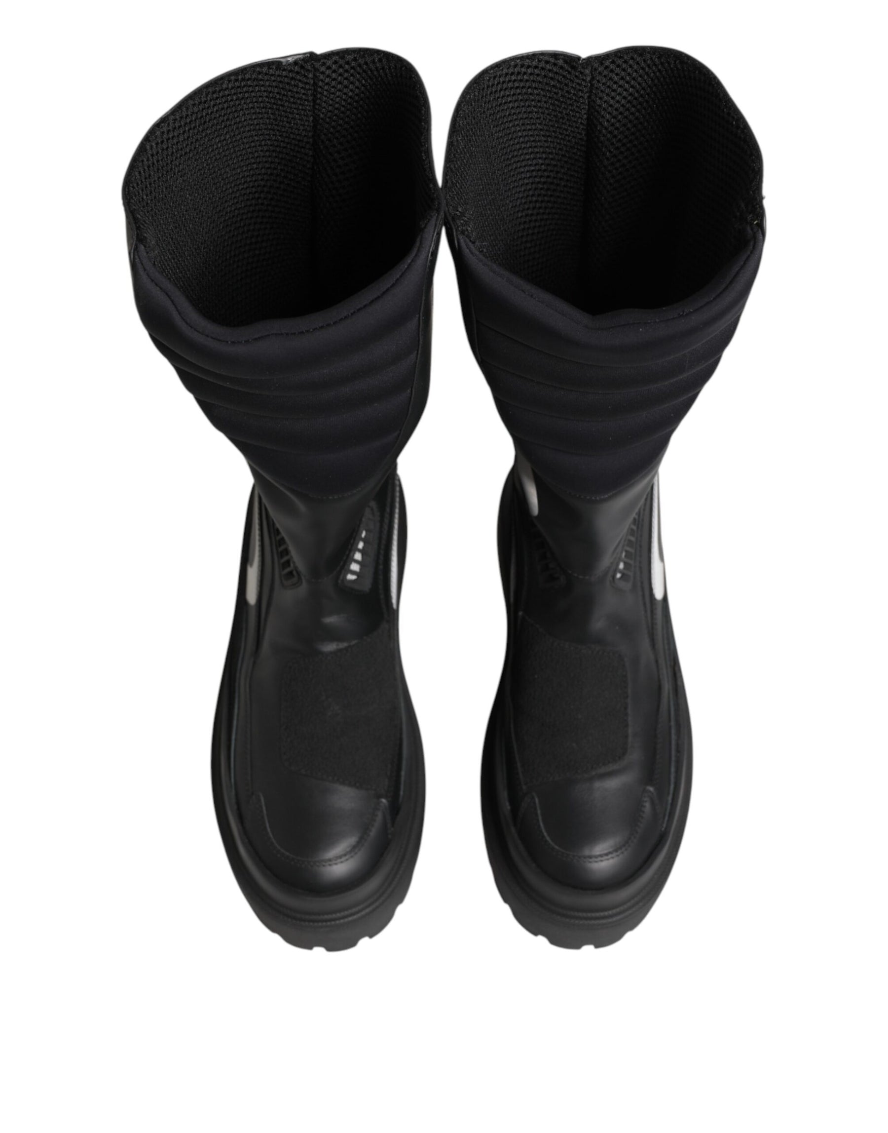 Dolce & Gabbana Black Leather Mid Calf Biker Boots Shoes | Regal Royce