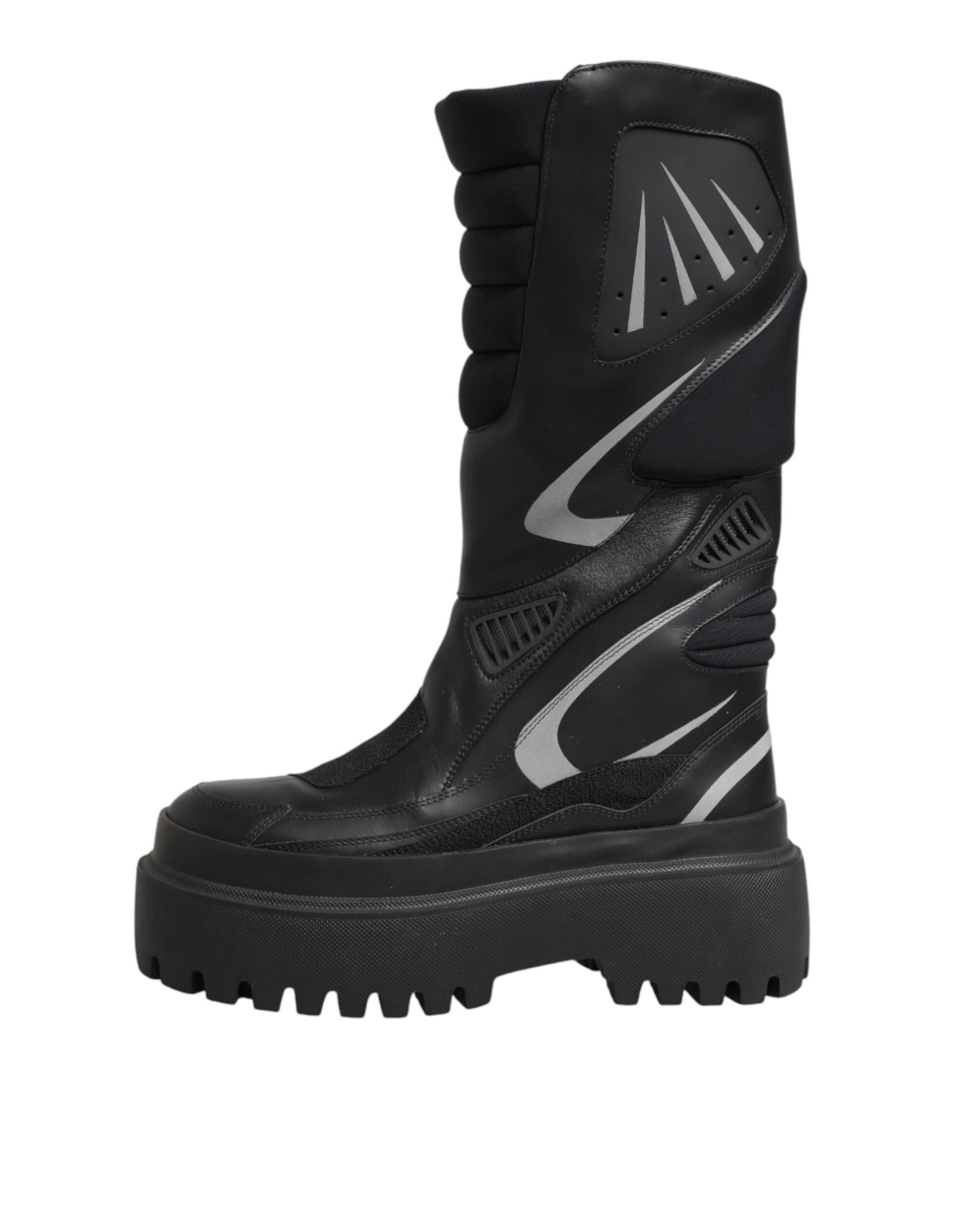 Dolce & Gabbana Black Leather Mid Calf Biker Boots Shoes | Regal Royce