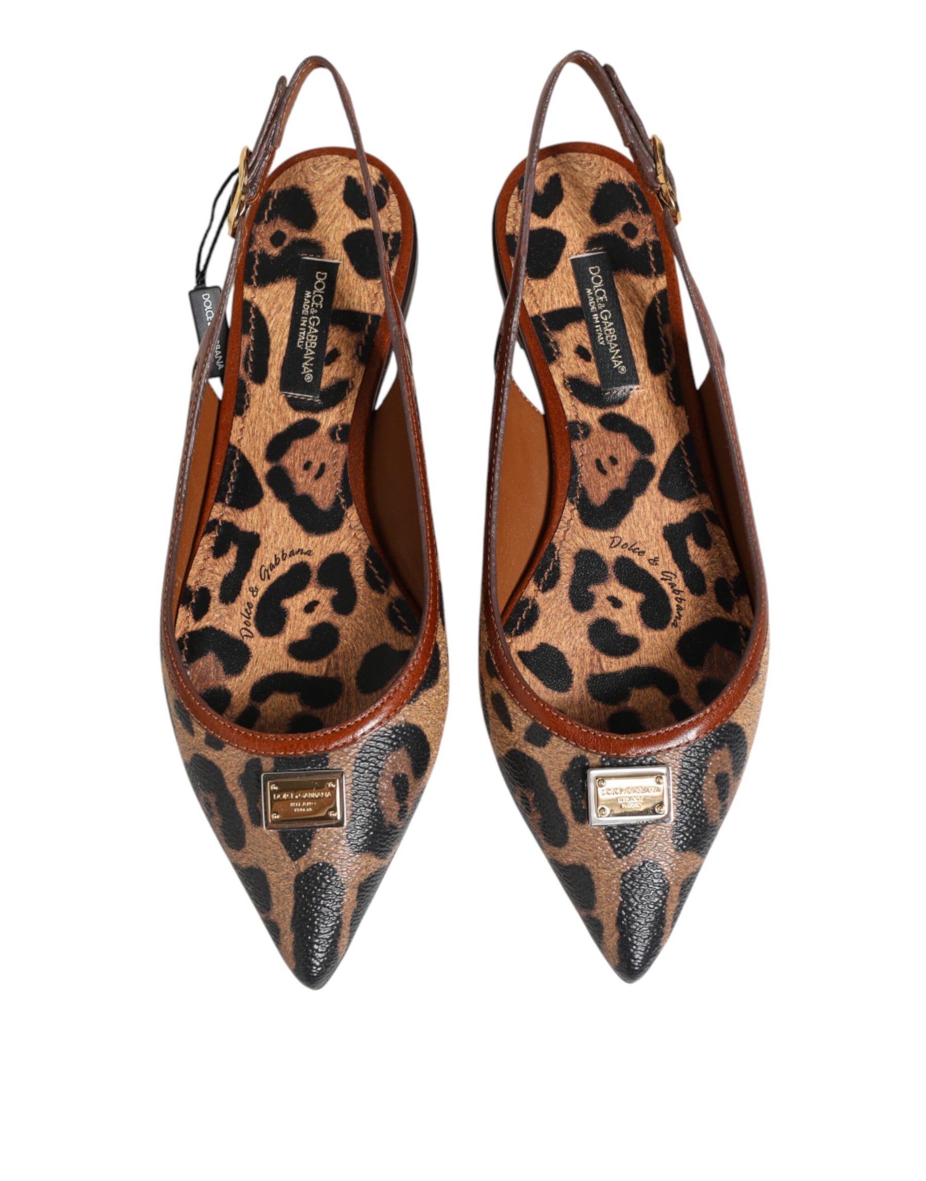 Dolce & Gabbana Brown Leopard Slingback Flats Sandals Shoes | Regal Royce