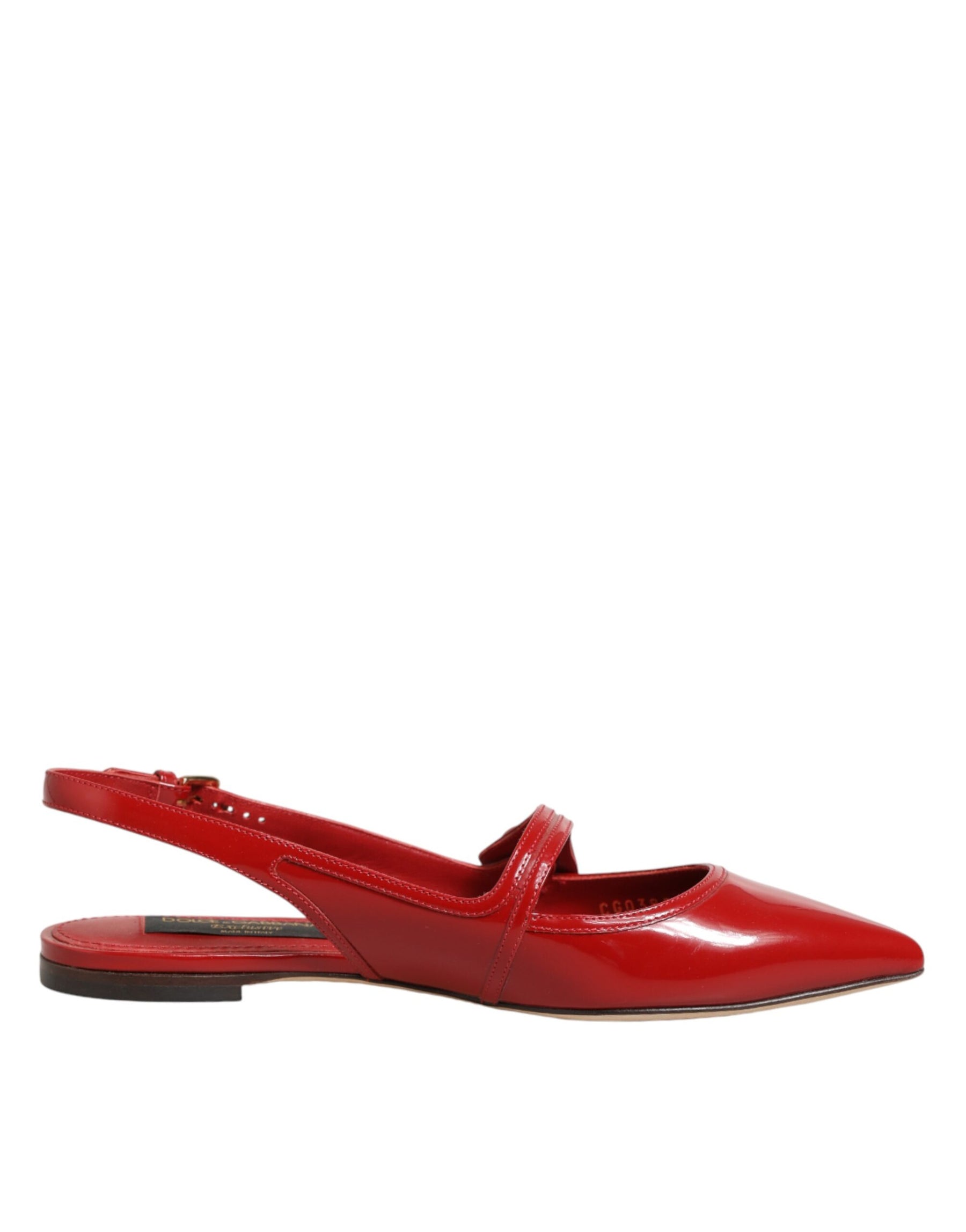 Dolce & Gabbana Red Leather Slingback Flats Sandals Shoes | Regal Royce