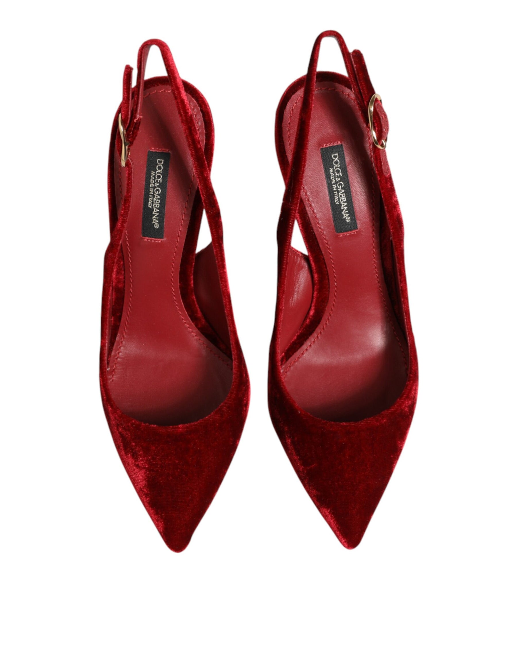 Dolce & Gabbana Red Suede High Heels Slingbacks Sandals Shoes | Regal Royce