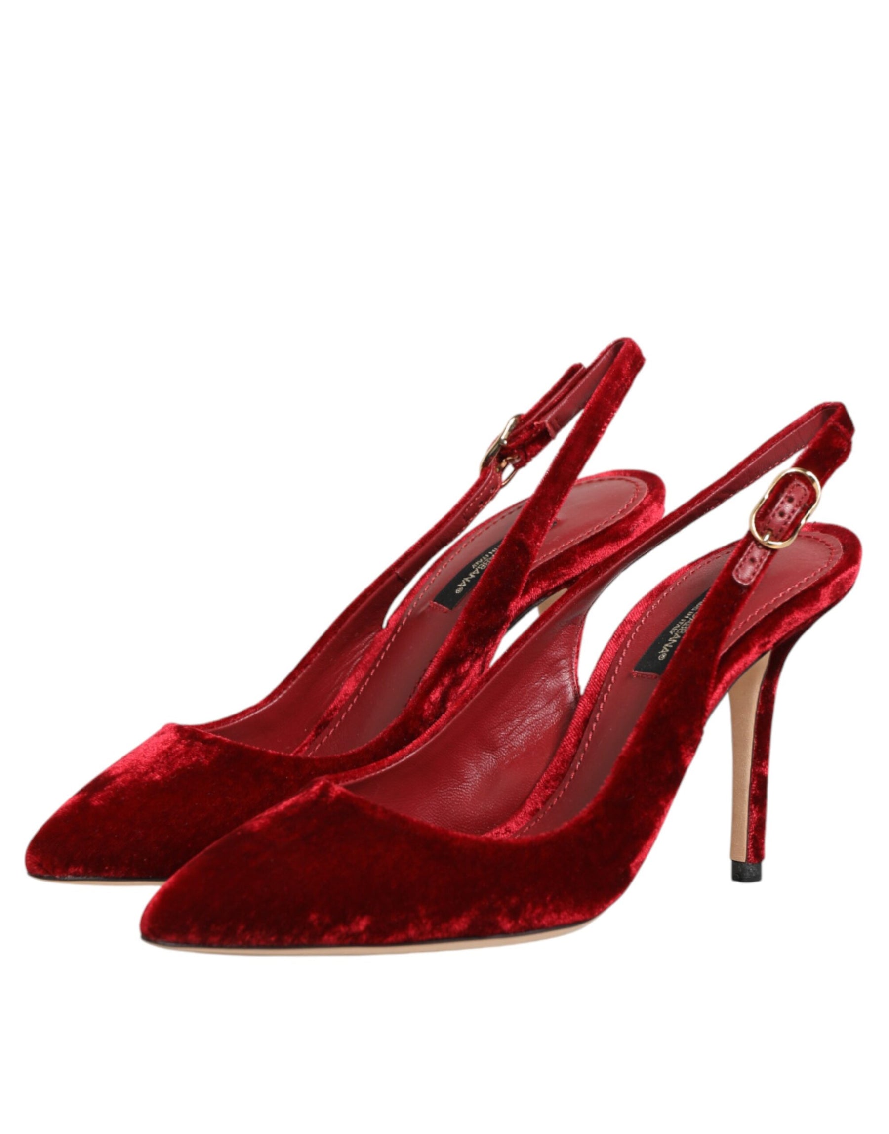 Dolce & Gabbana Red Suede High Heels Slingbacks Sandals Shoes | Regal Royce