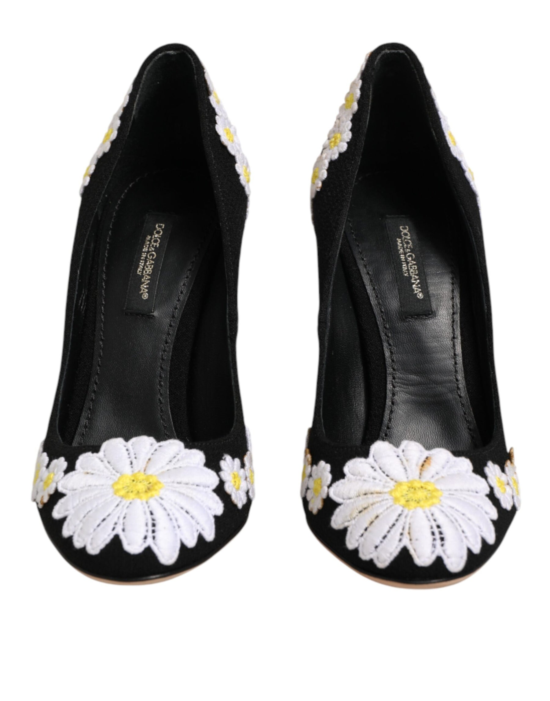 Dolce & Gabbana Black Wool Suede Daisy Heels Pump Shoes | Regal Royce