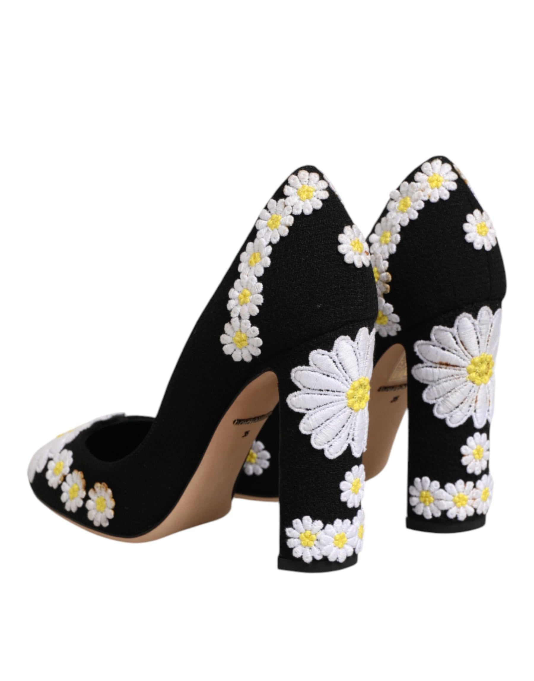 Dolce & Gabbana Black Wool Suede Daisy Heels Pump Shoes | Regal Royce