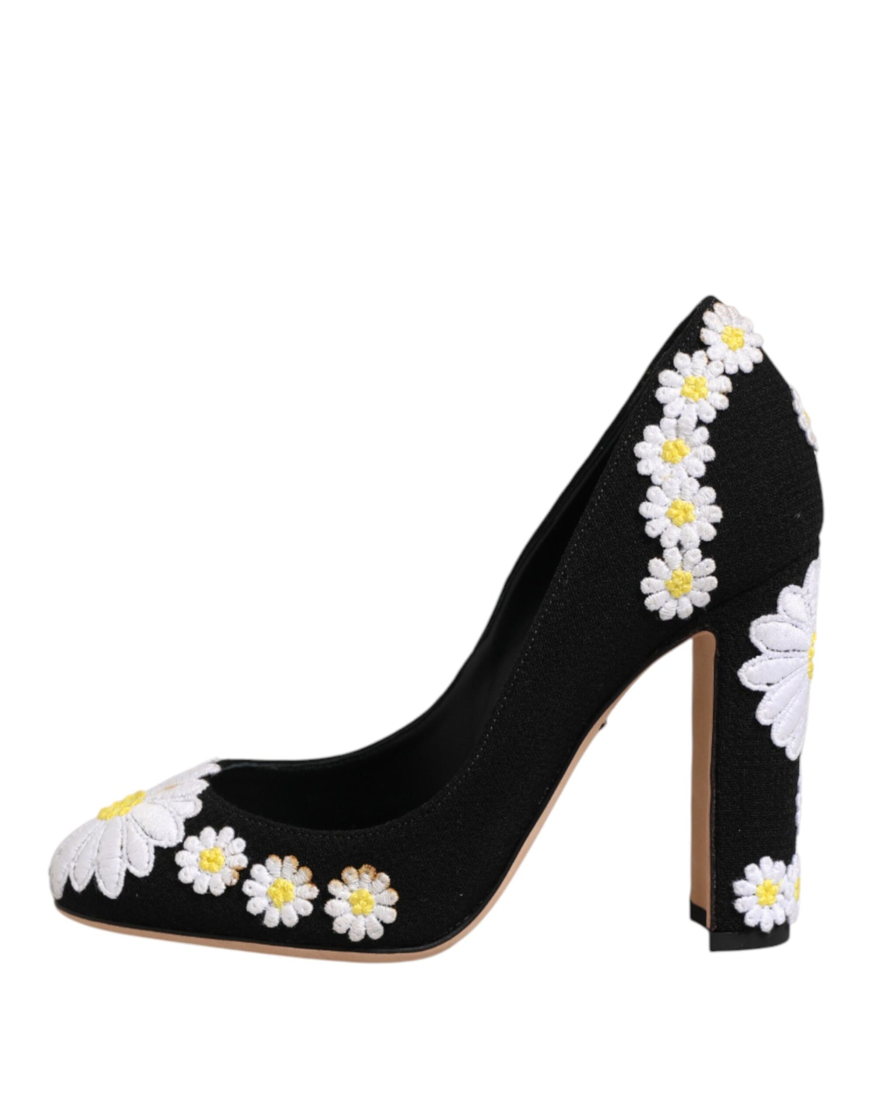 Dolce & Gabbana Black Wool Suede Daisy Heels Pump Shoes | Regal Royce