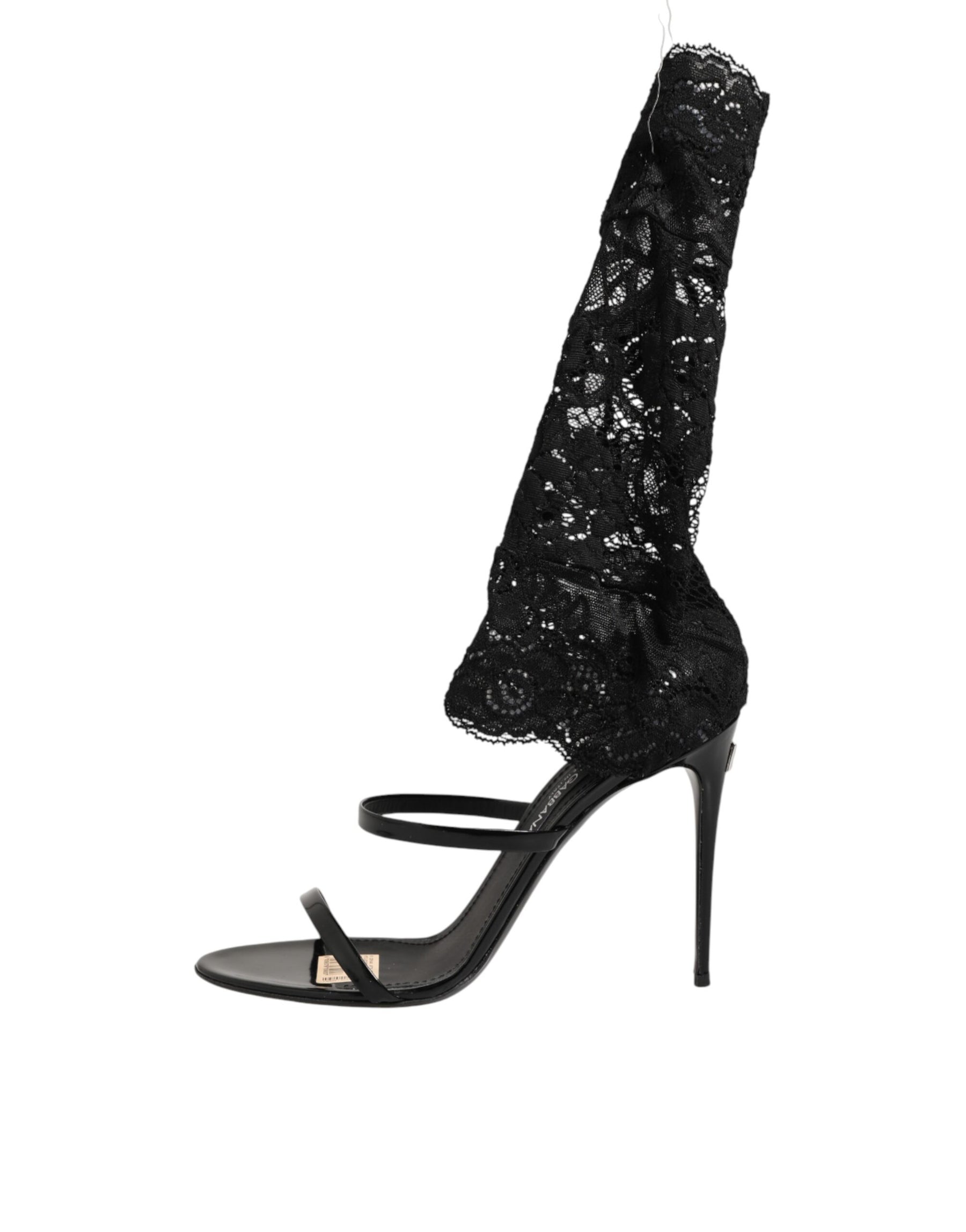 Dolce & Gabbana Black Floral Lace Heels SANDALS Shoes | Regal Royce