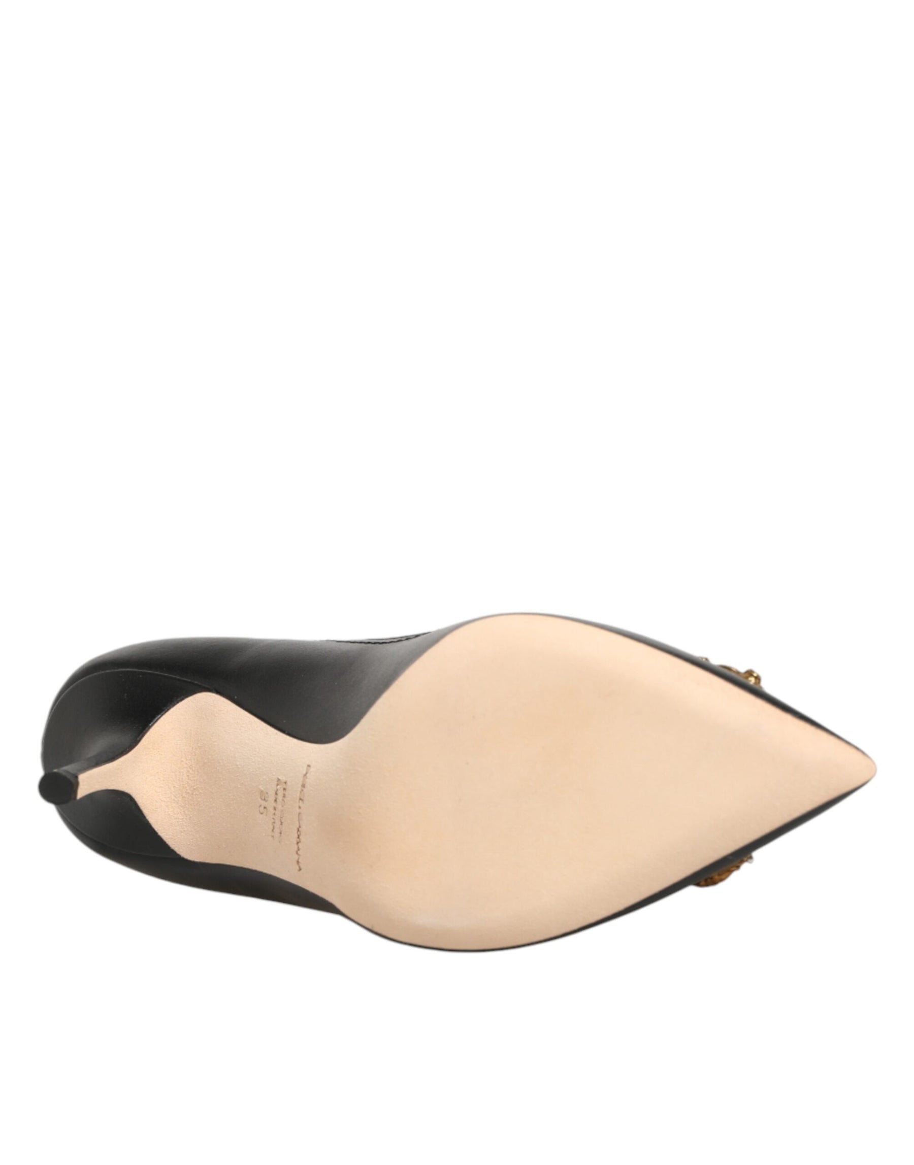 Dolce & Gabbana Black Leather DG Amore Heels Pumps Shoes | Regal Royce