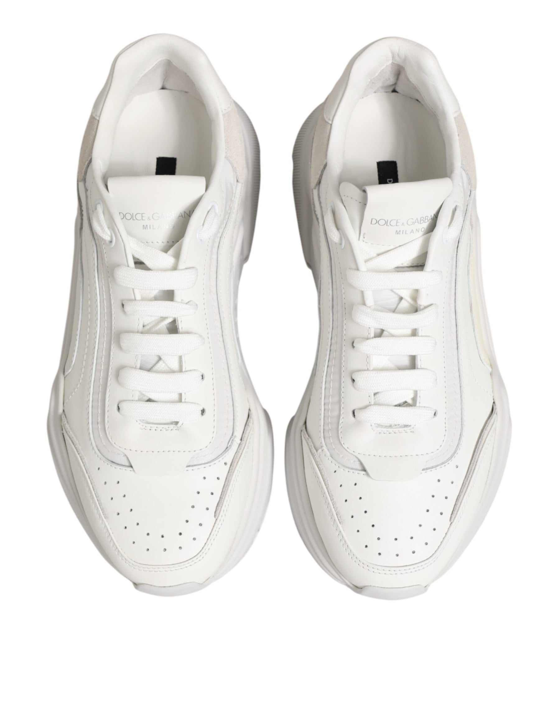 Dolce & Gabbana White Leather Daymaster Low Top Sneakers Shoes | Regal Royce