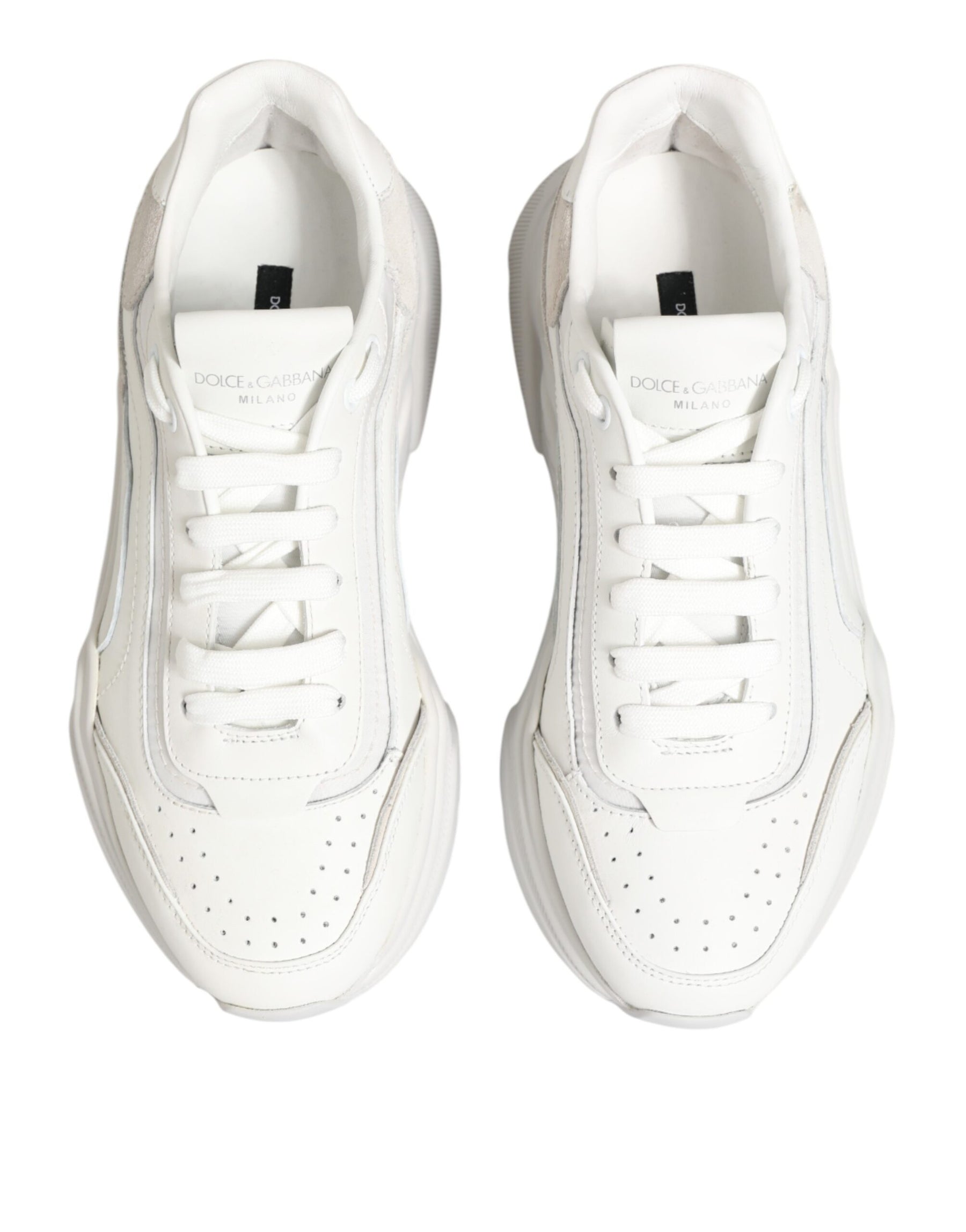 Dolce & Gabbana White Leather Daymaster Low Top Sneakers Shoes | Regal Royce