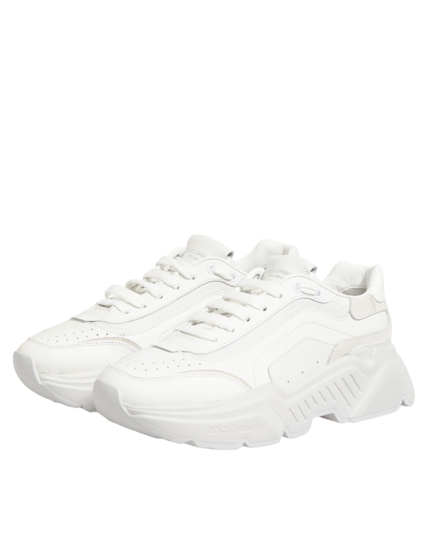 Dolce & Gabbana White Leather Daymaster Low Top Sneakers Shoes | Regal Royce