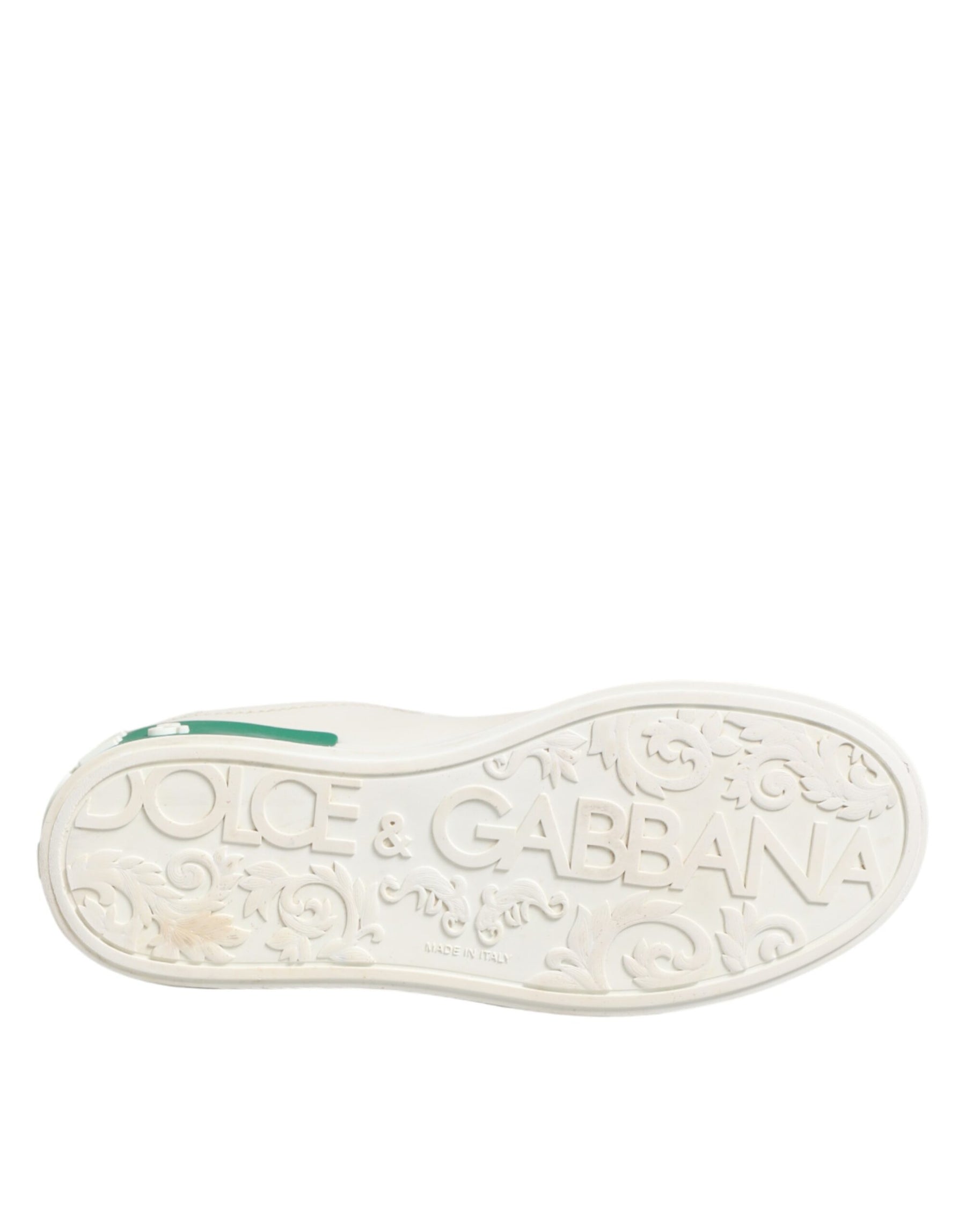Dolce & Gabbana White Green Leather Low Top Sneakers Shoes | Regal Royce