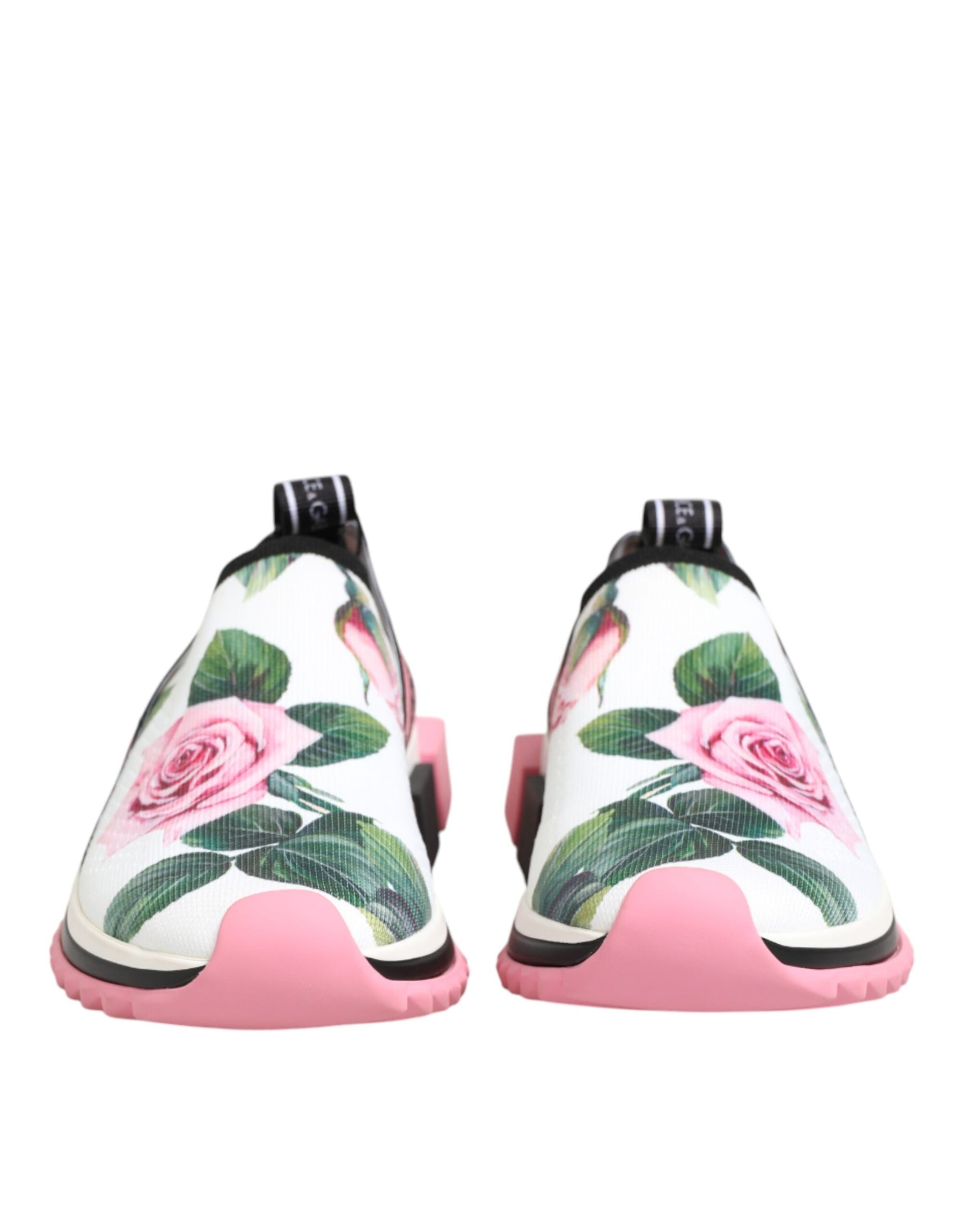 Dolce & Gabbana White Rose Print Sorrento Sneakers Shoes | Regal Royce