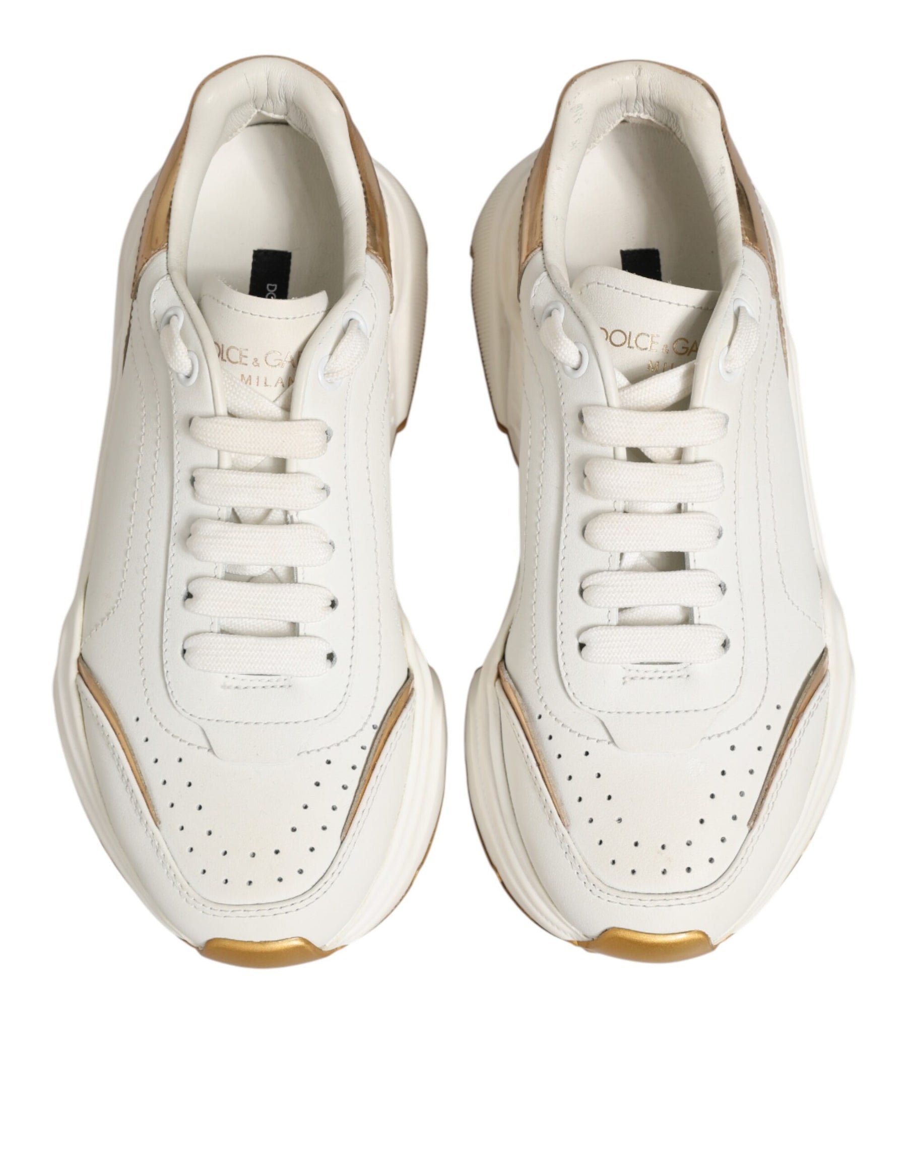 Dolce & Gabbana White Gold Daymaster Low Top Sneakers Shoes | Regal Royce