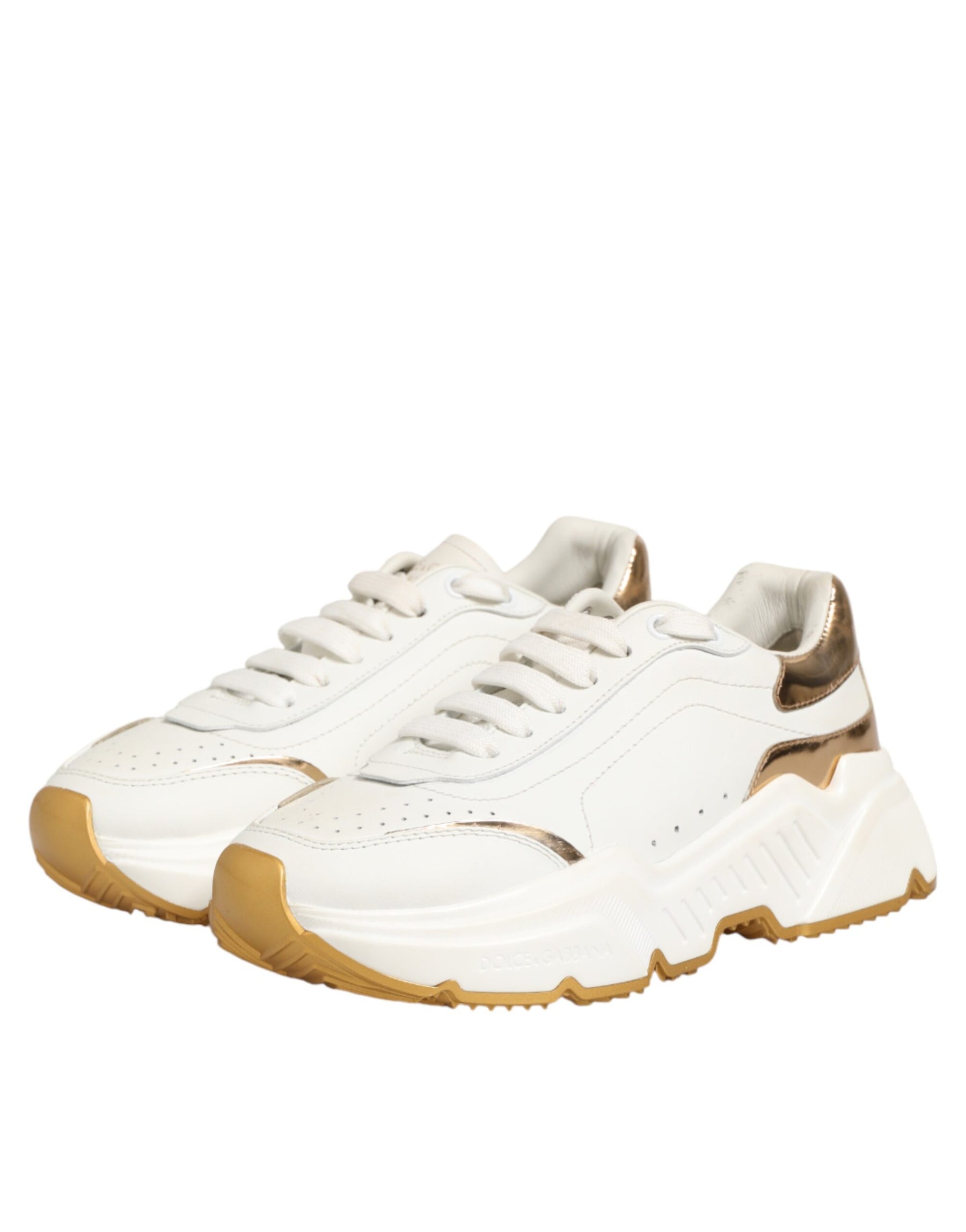 Dolce & Gabbana White Gold Daymaster Low Top Sneakers Shoes | Regal Royce