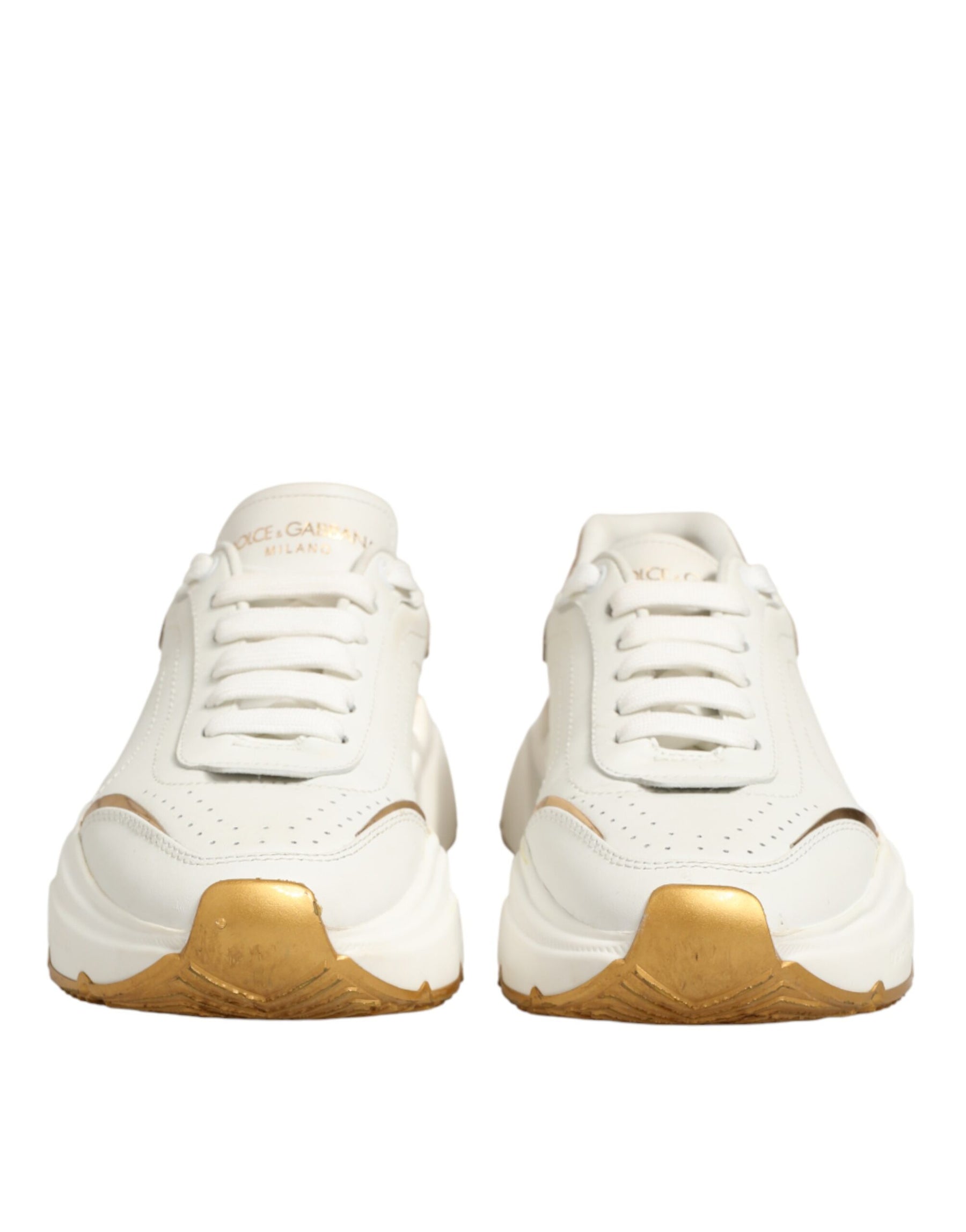 Dolce & Gabbana White Gold Daymaster Low Top Sneakers Shoes | Regal Royce