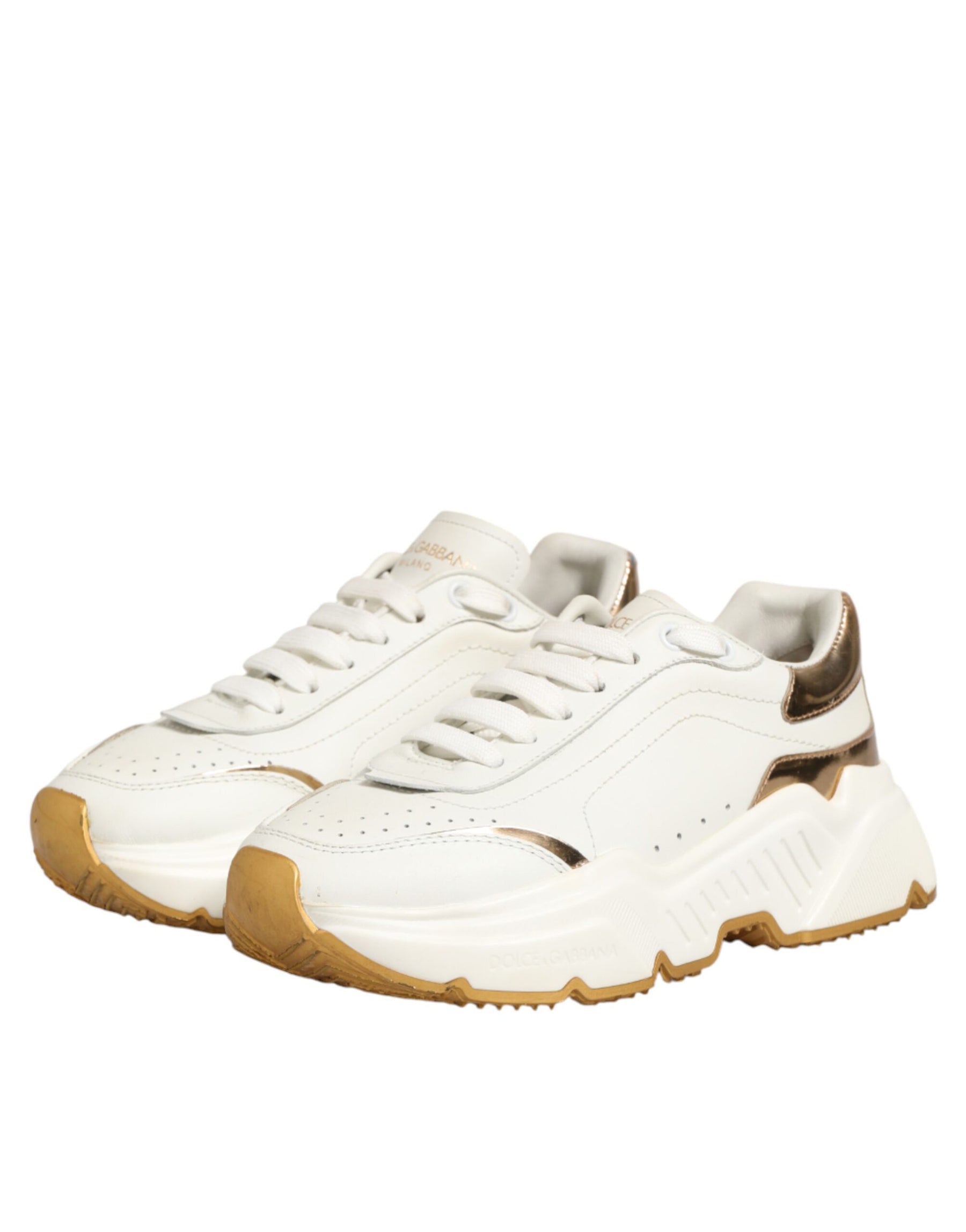 Dolce & Gabbana White Gold Daymaster Low Top Sneakers Shoes | Regal Royce