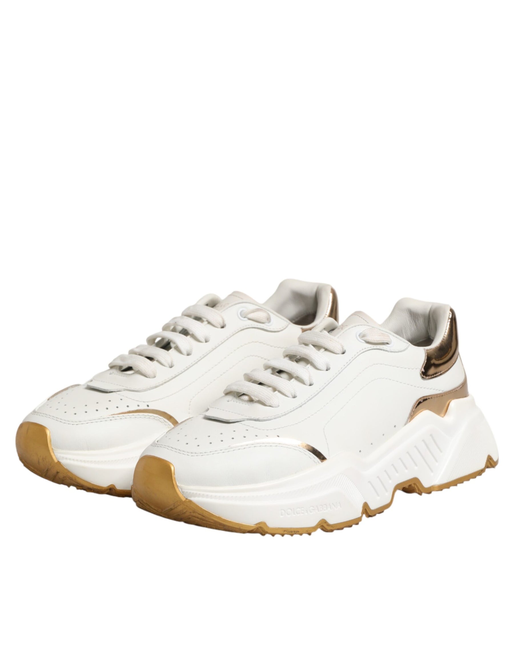 Dolce & Gabbana White Gold Daymaster Low Top Sneakers Shoes | Regal Royce